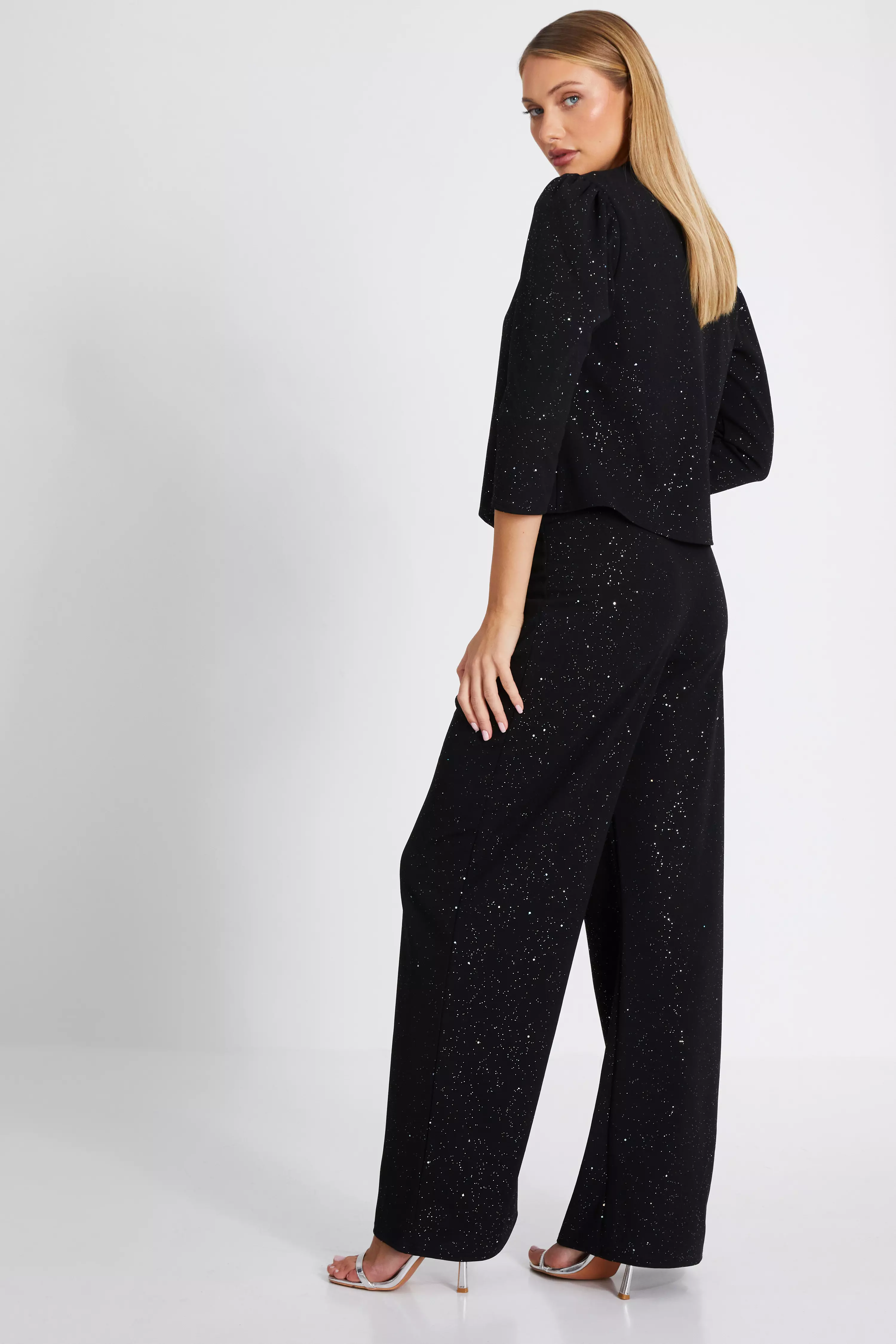 Black Glitter Palazzo Trousers