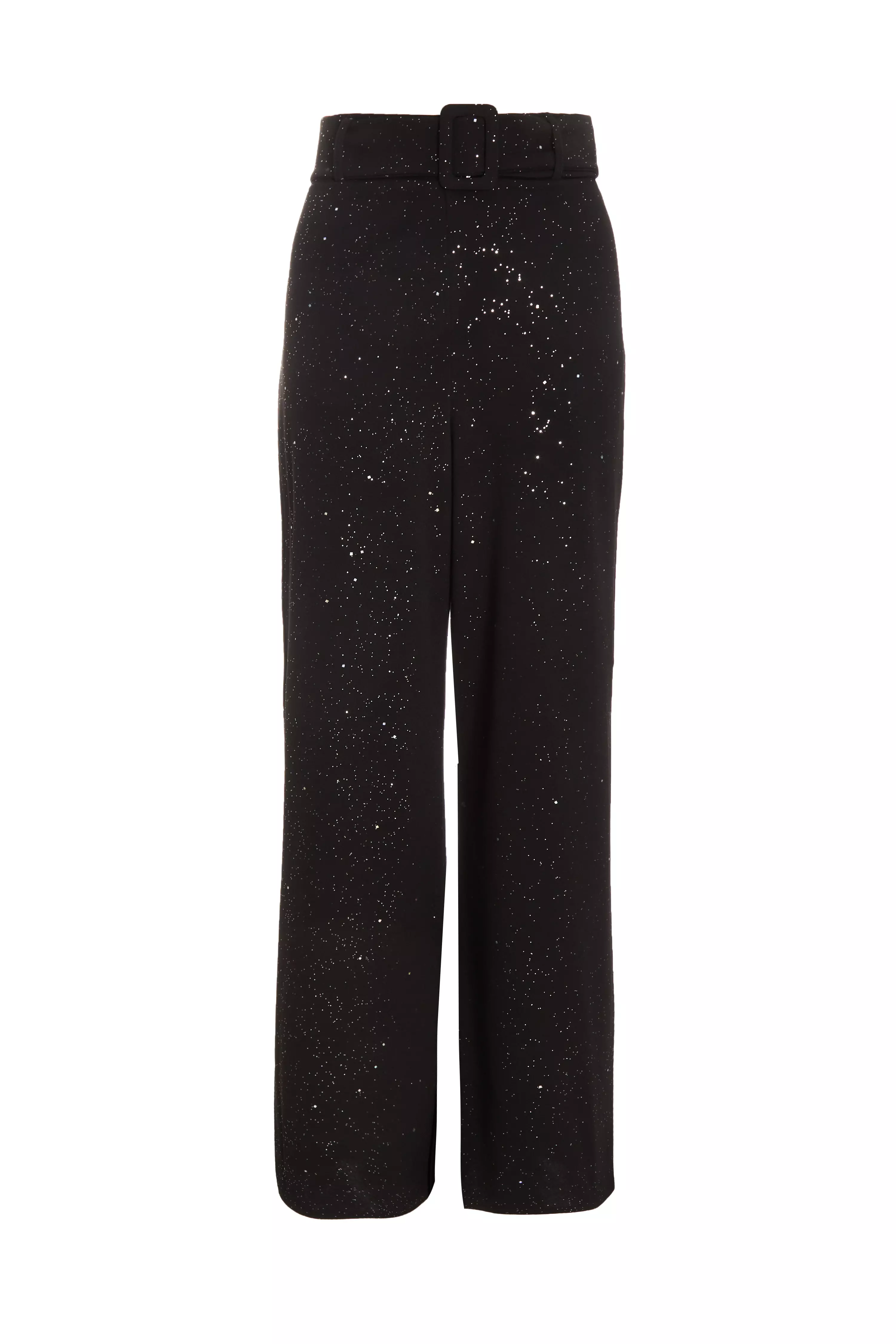 Black Glitter Palazzo Trousers