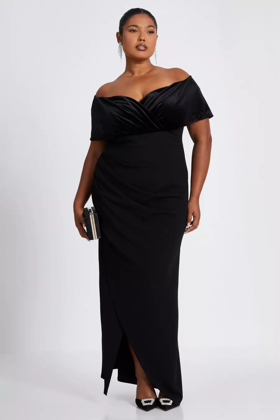 Curve Black Bardot Maxi Dress QUIZ Clothing