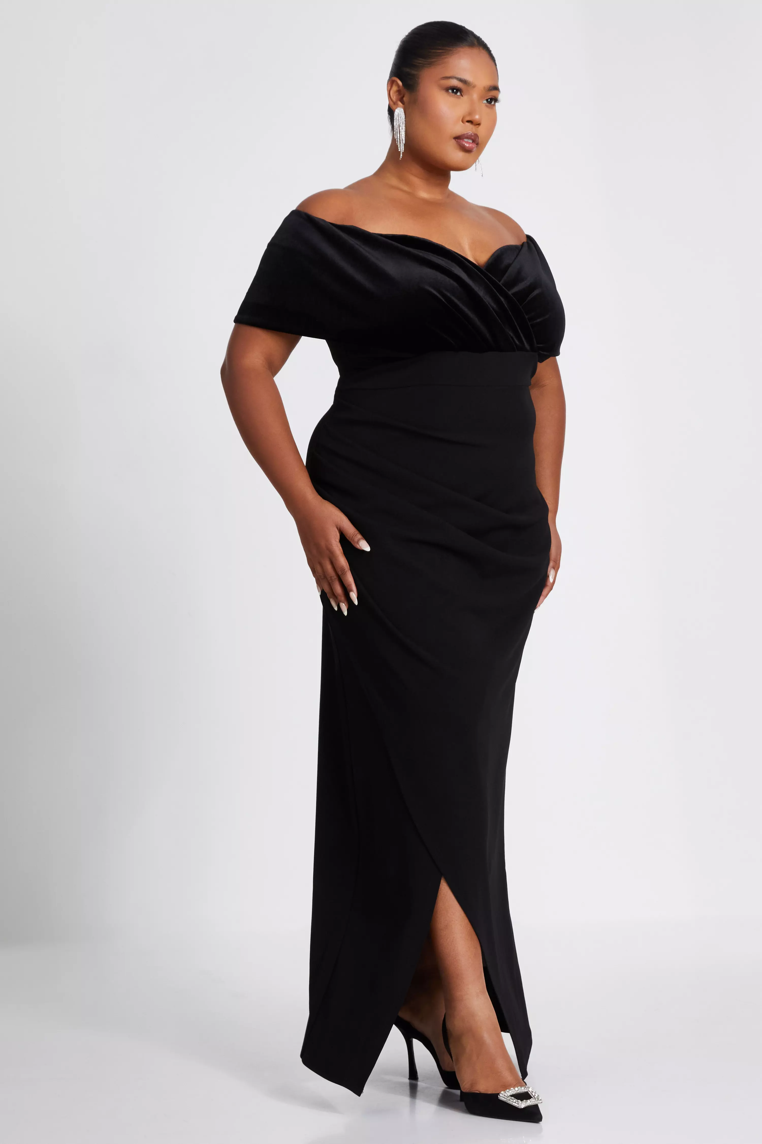 Curve Black Bardot Maxi Dress