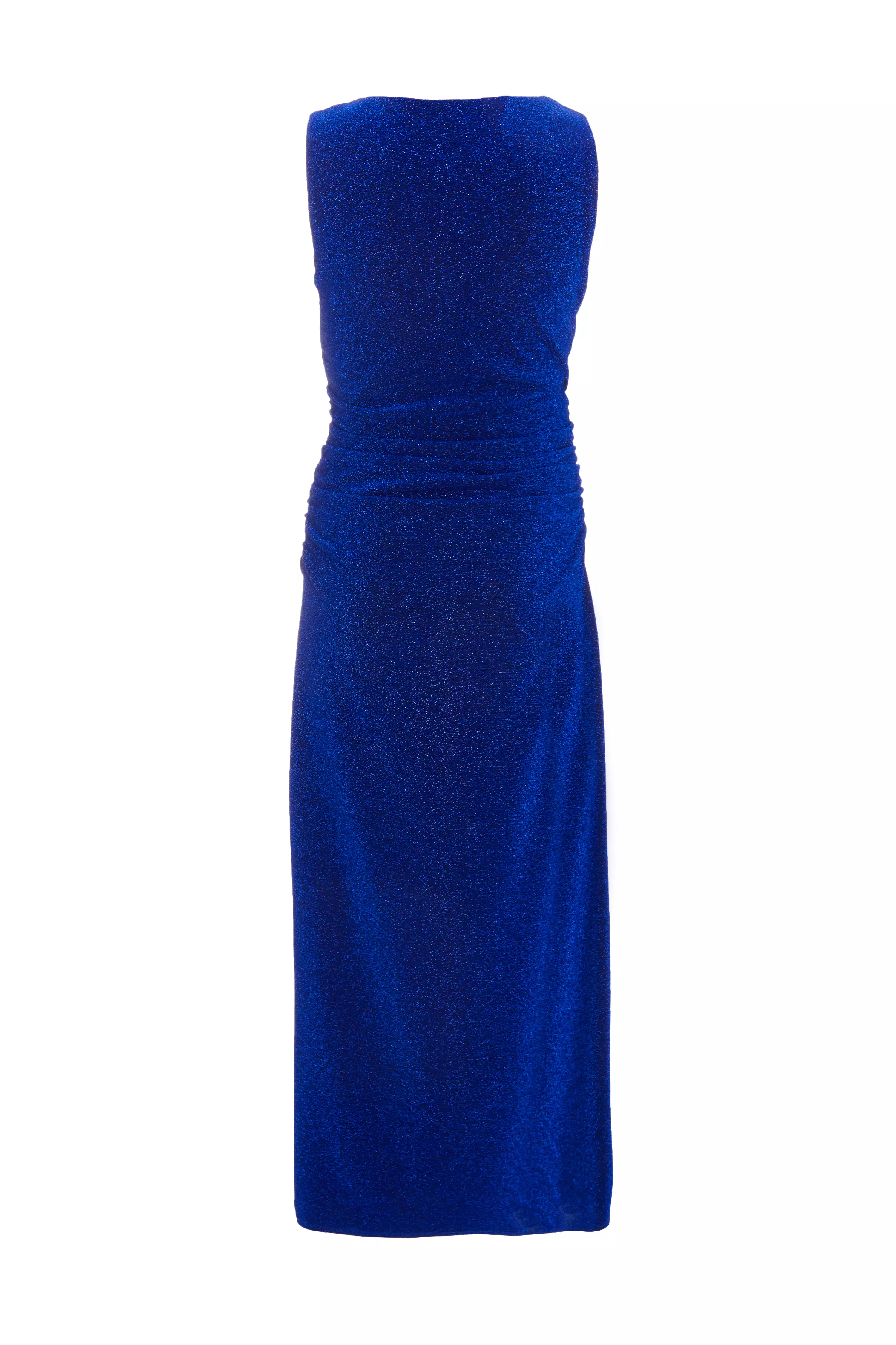 Royal Blue High Neck Midaxi Dress