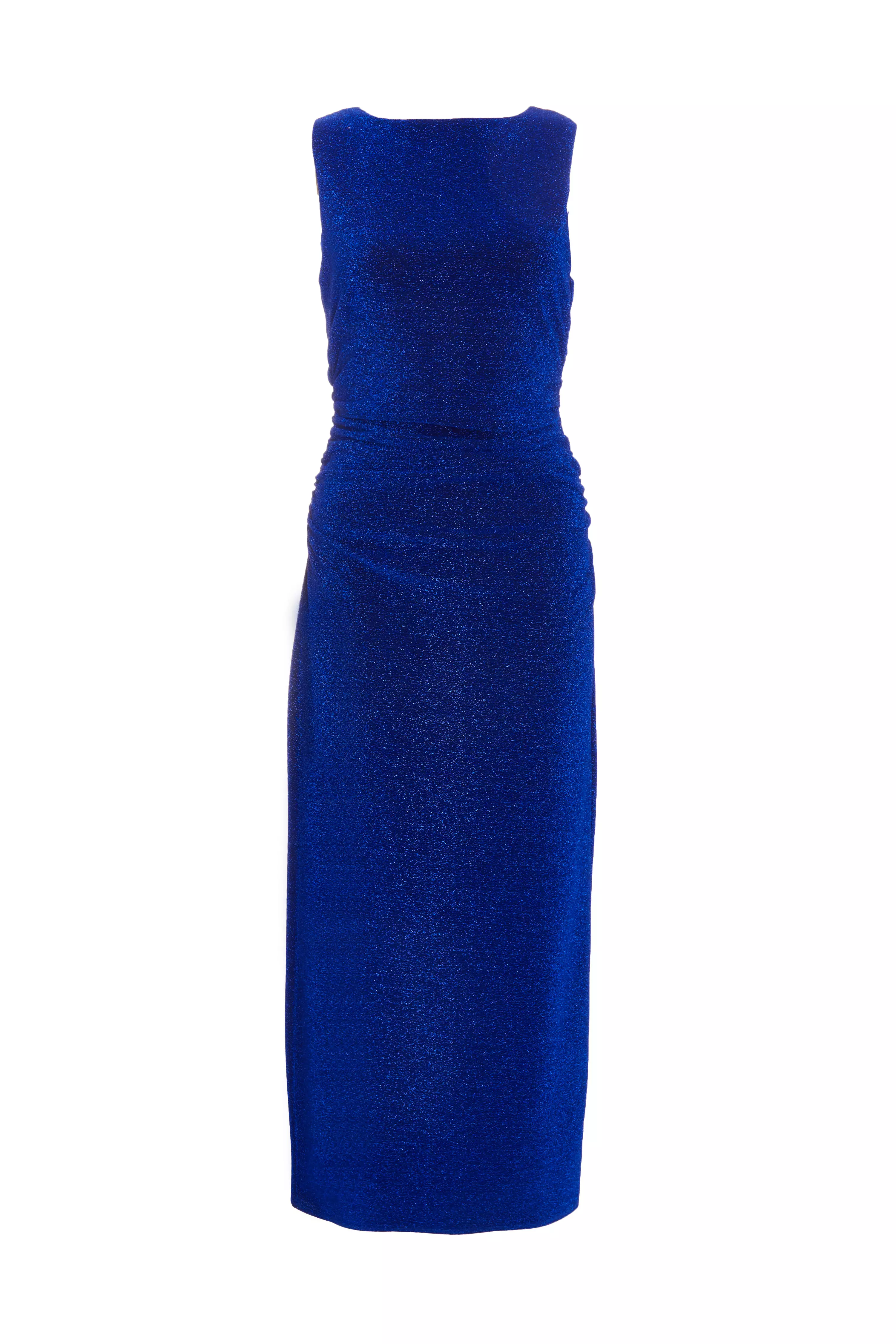 Royal Blue High Neck Midaxi Dress