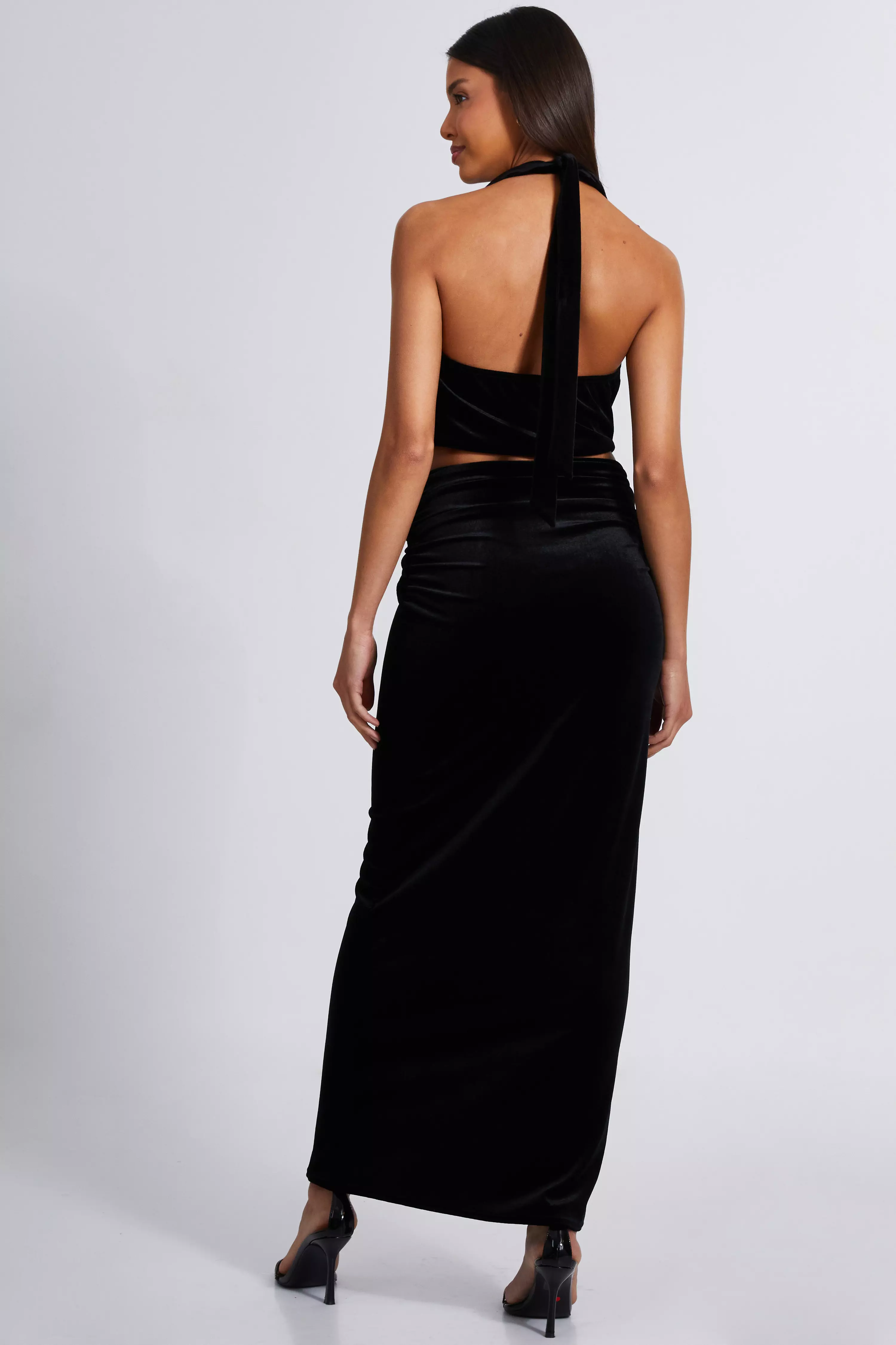 Black Velvet Maxi Skirt