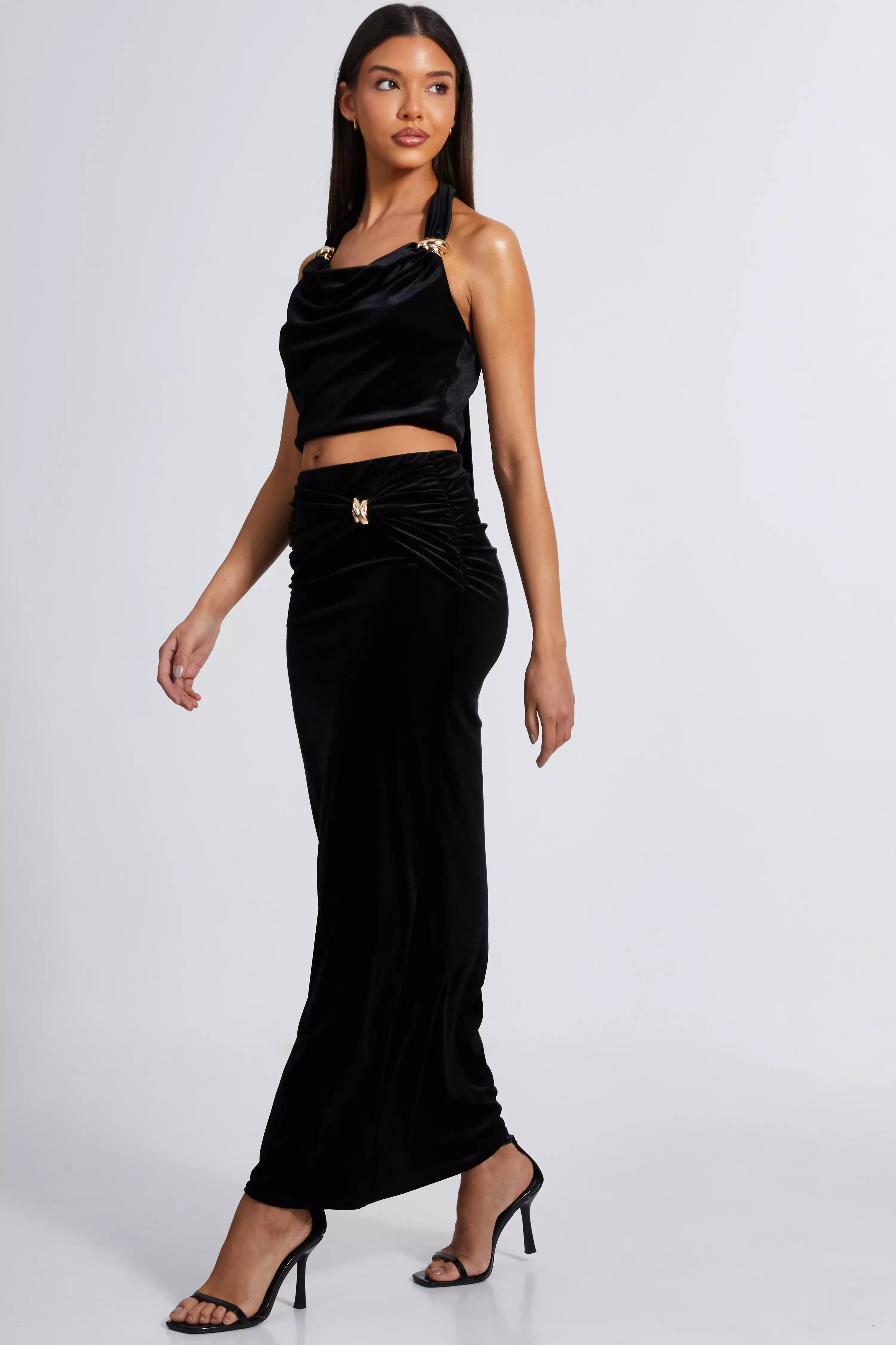 Black Velvet Maxi Skirt