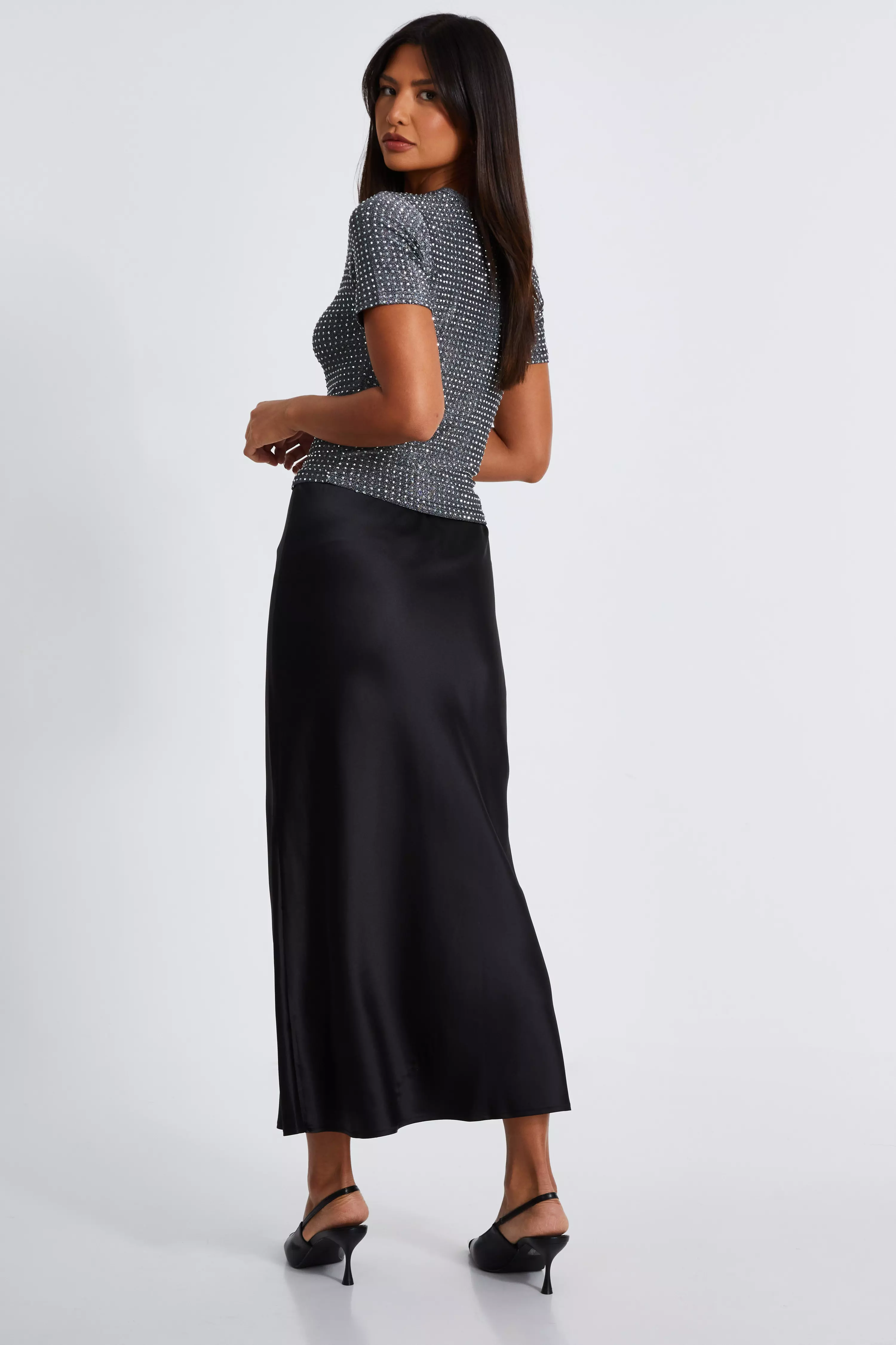 Black Knit Embellished Top