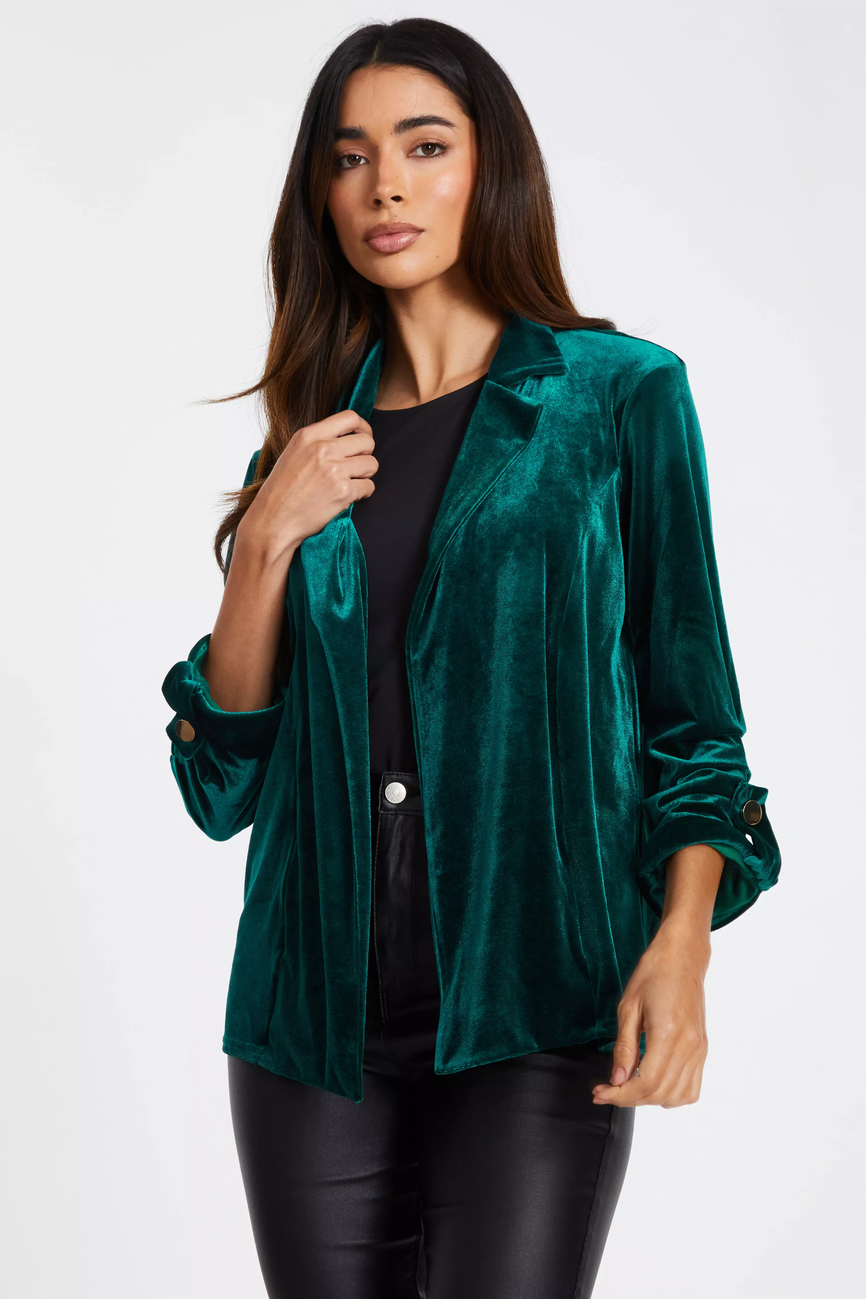 Bottle Green Velvet Blazer