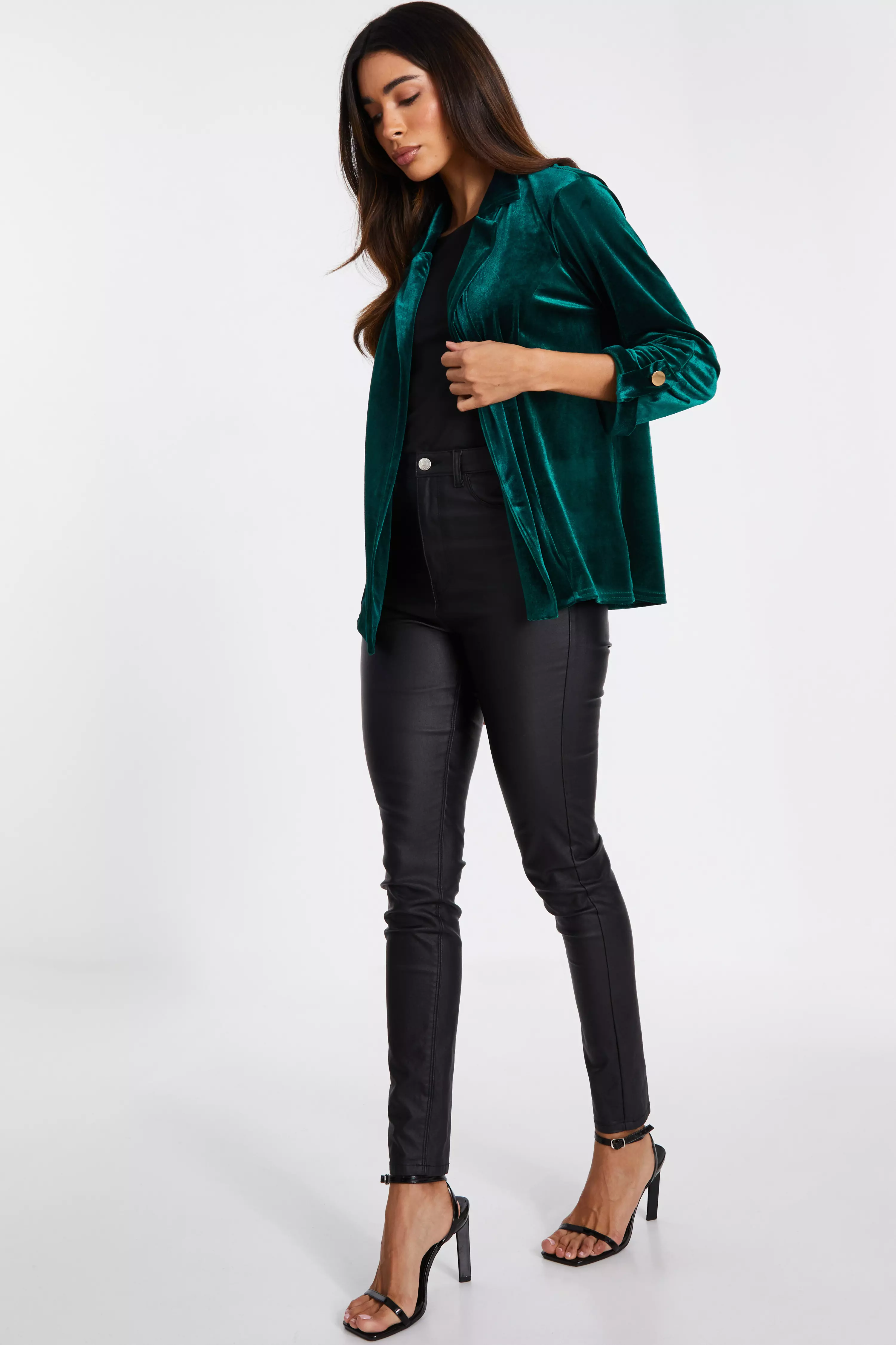 Bottle Green Velvet Blazer