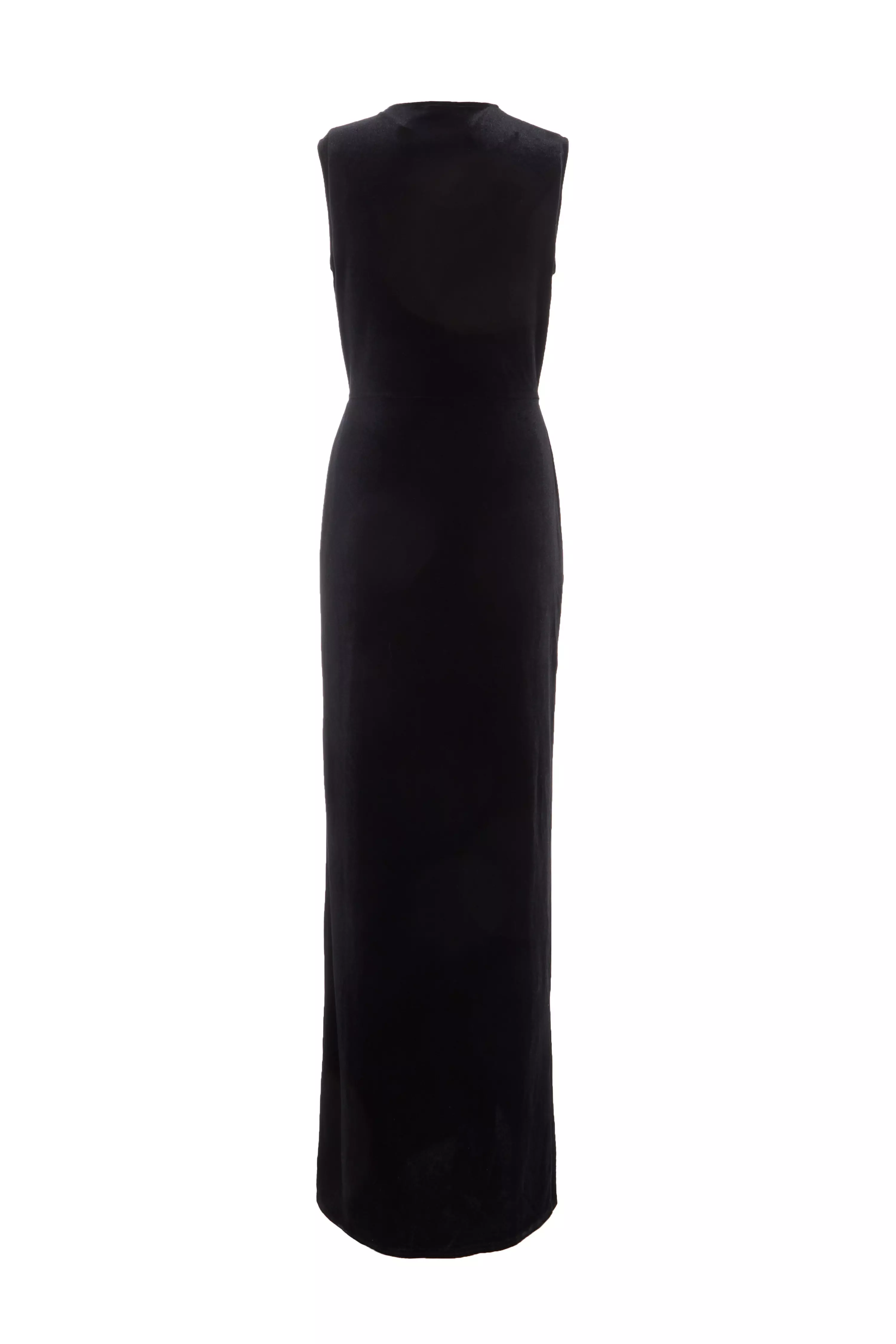 Black Velvet Twist Front Maxi Dress