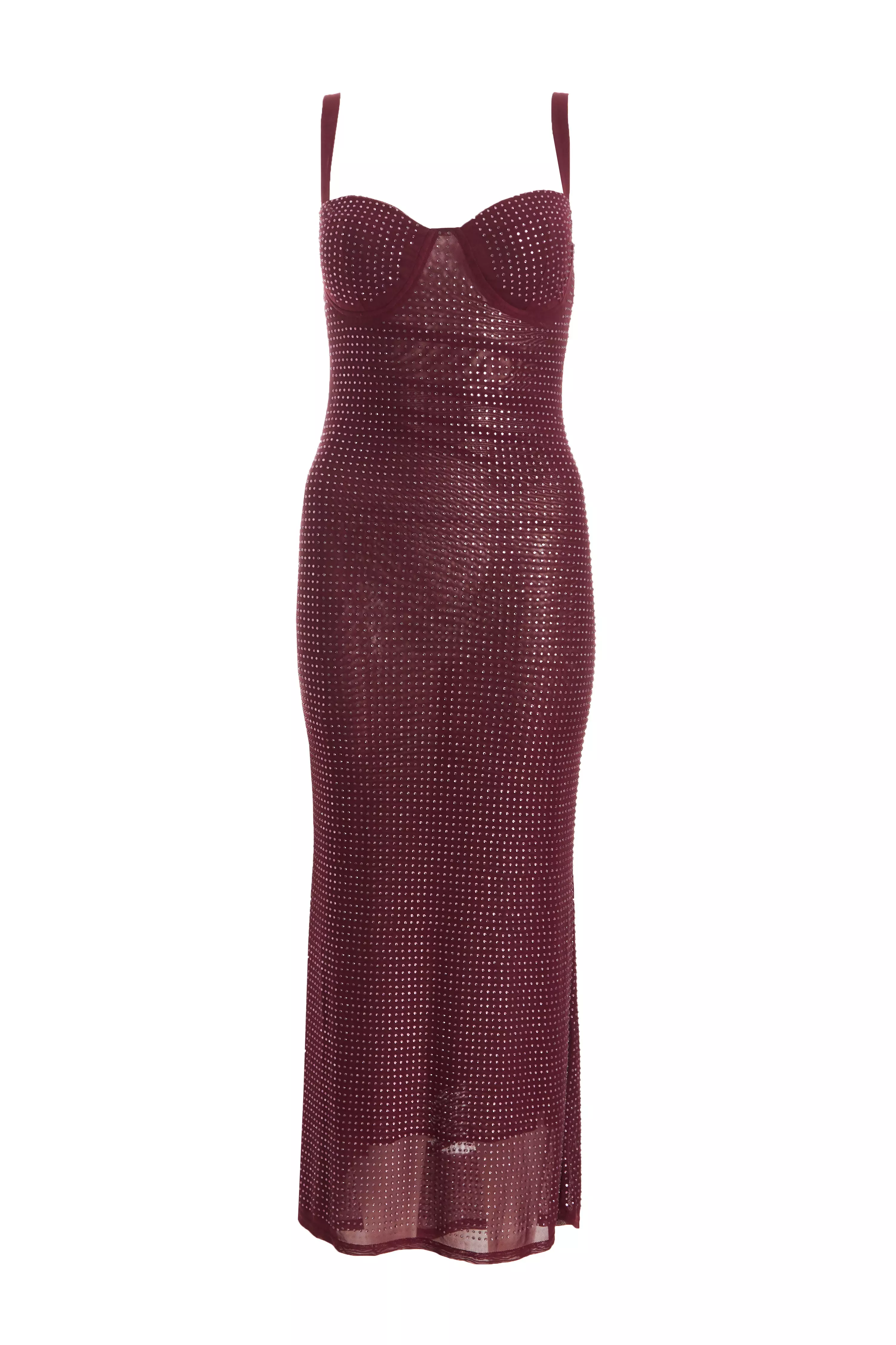 Petite Dark Red Embellished Maxi Dress