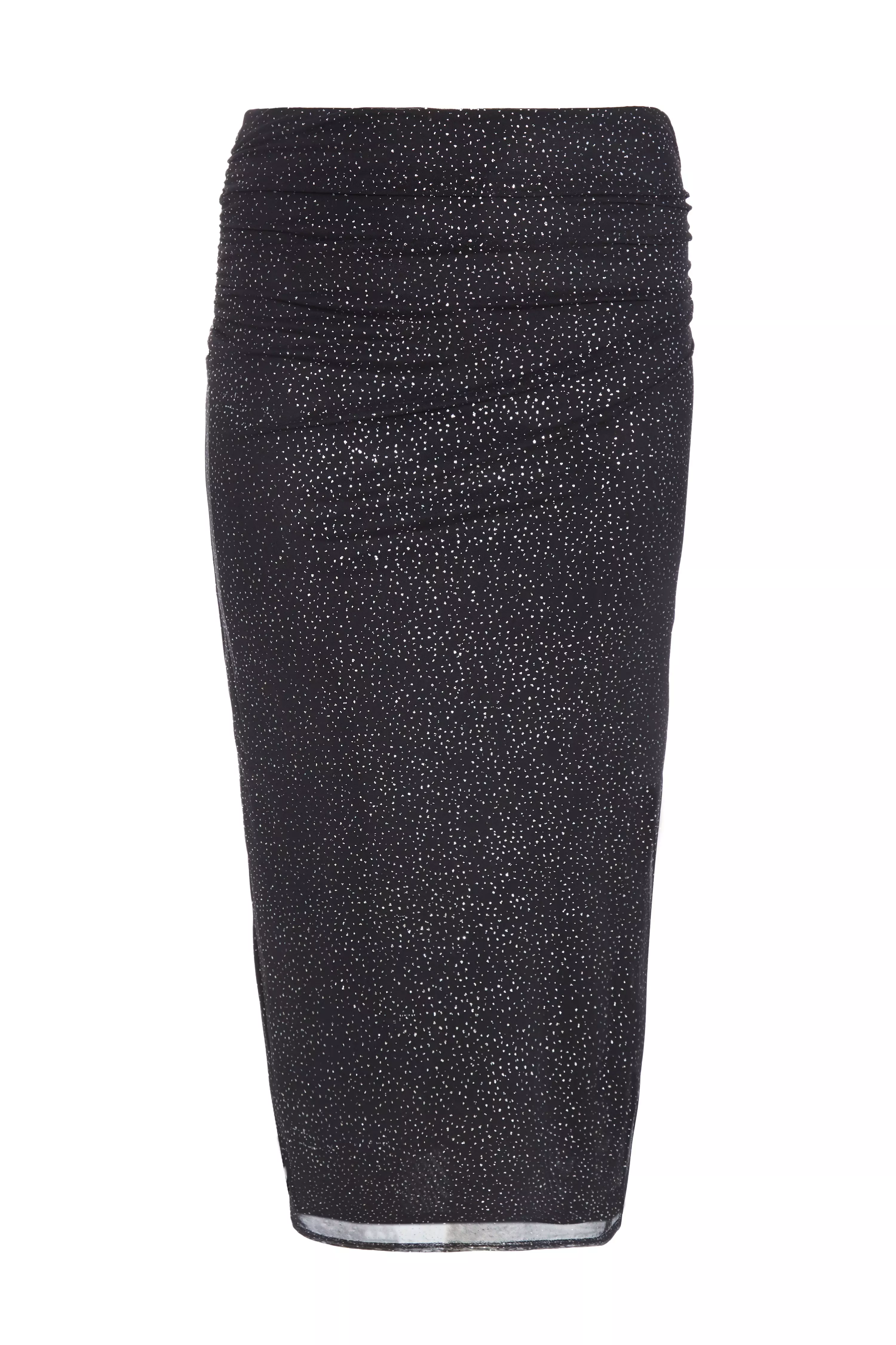 Curve Black Glitter Mesh Midaxi Skirt