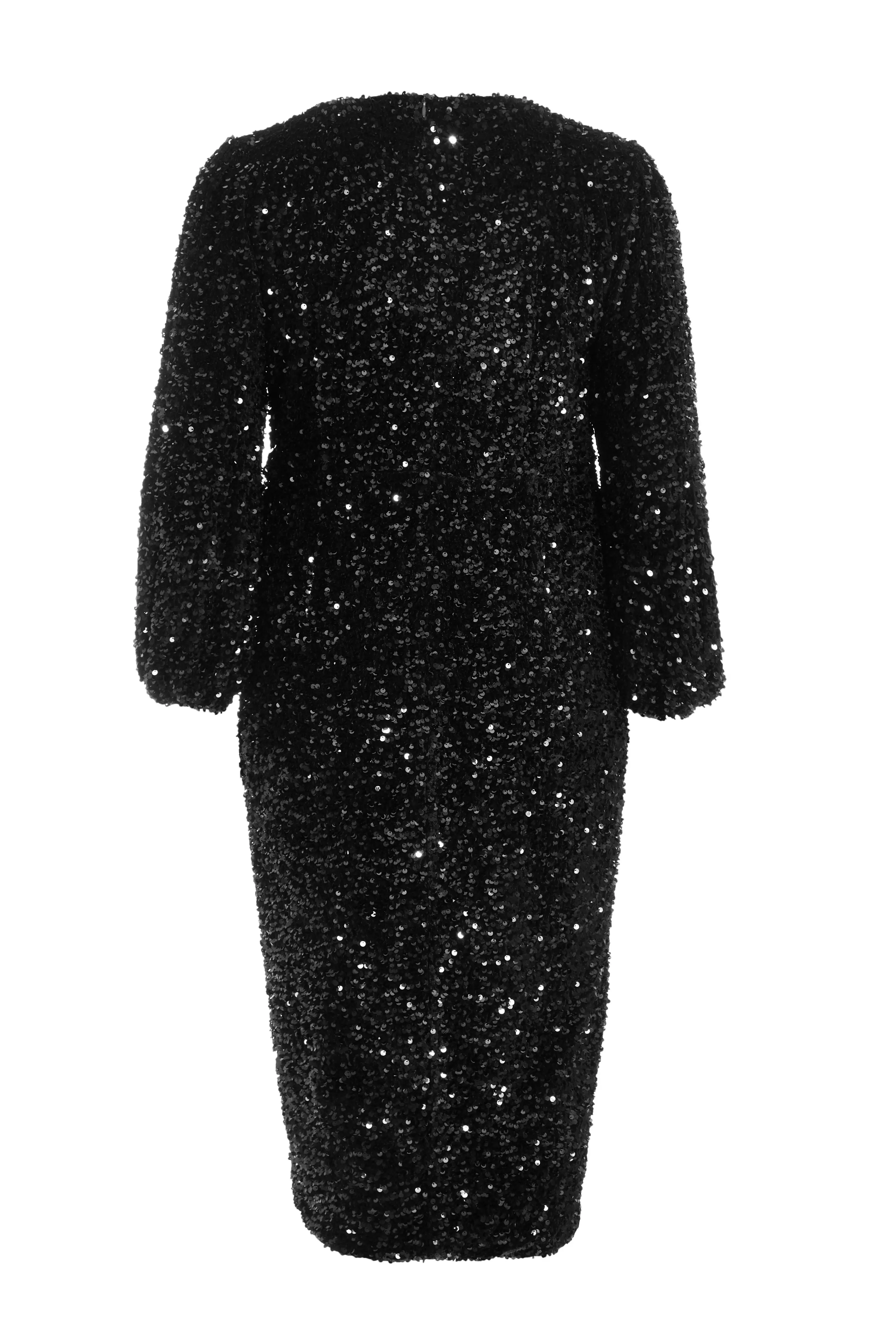 Curve Black Sequin Midi Dress 