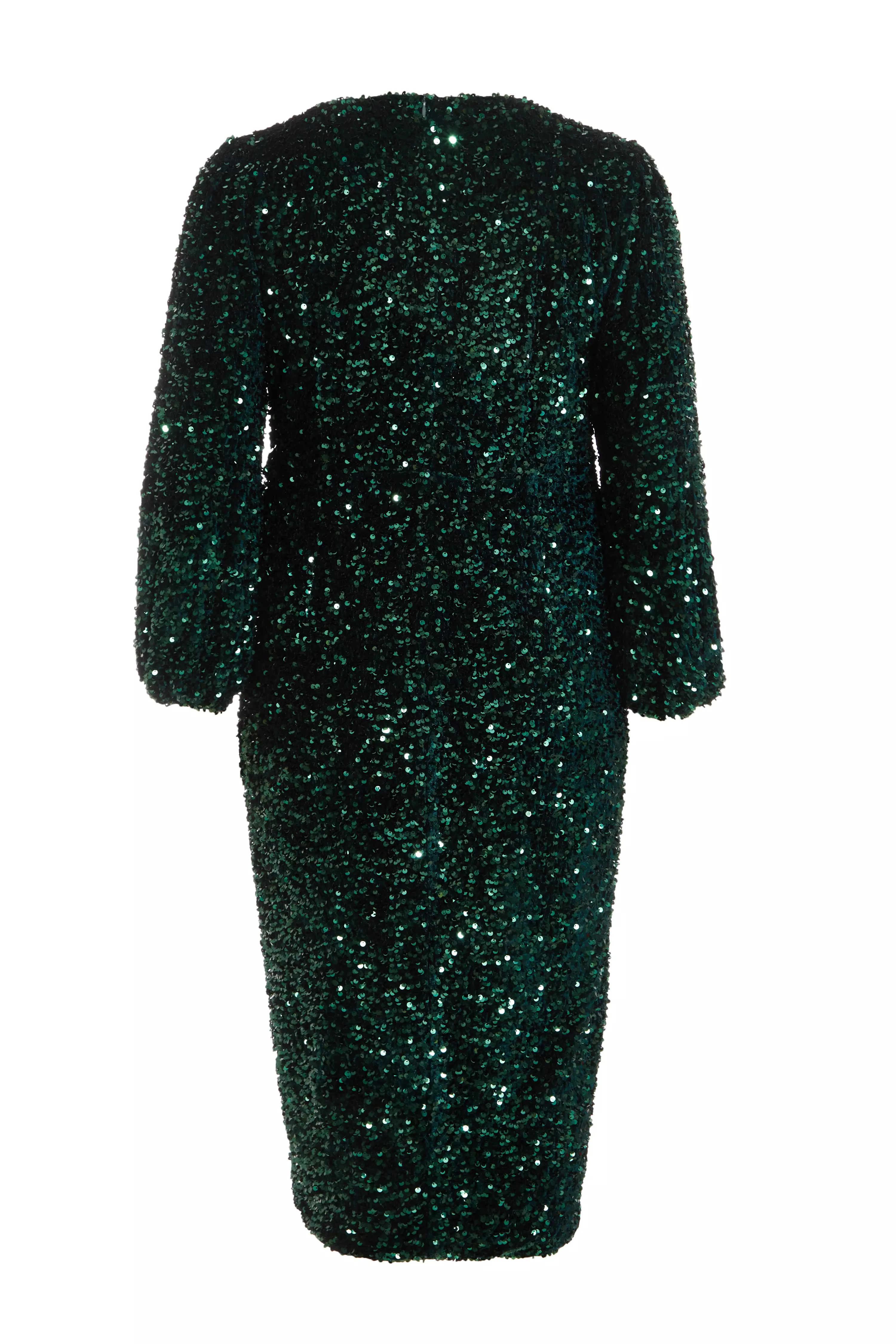 Curve Bottle Green Sequin Midi Dress 