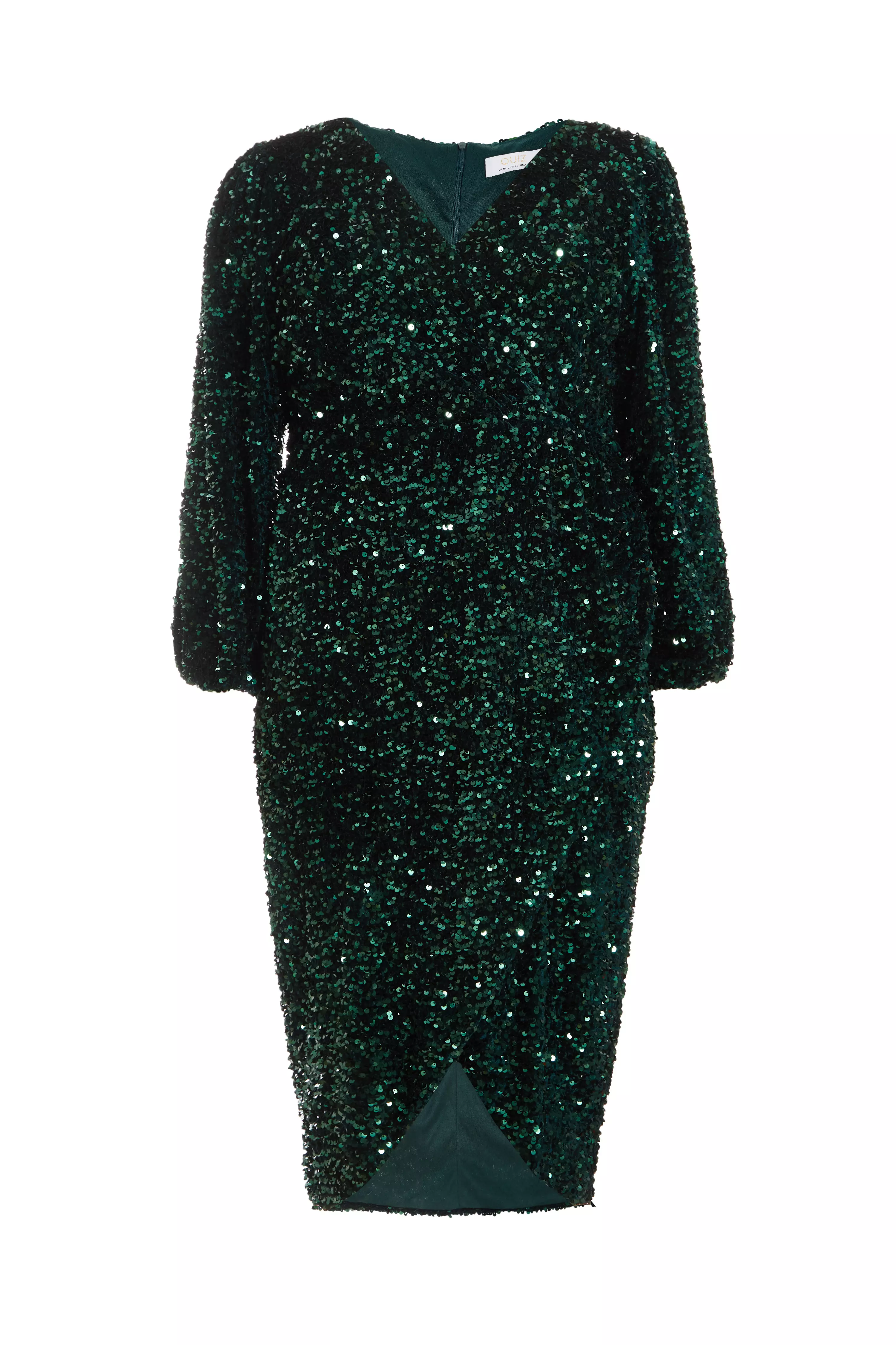 Curve Bottle Green Sequin Midi Dress 