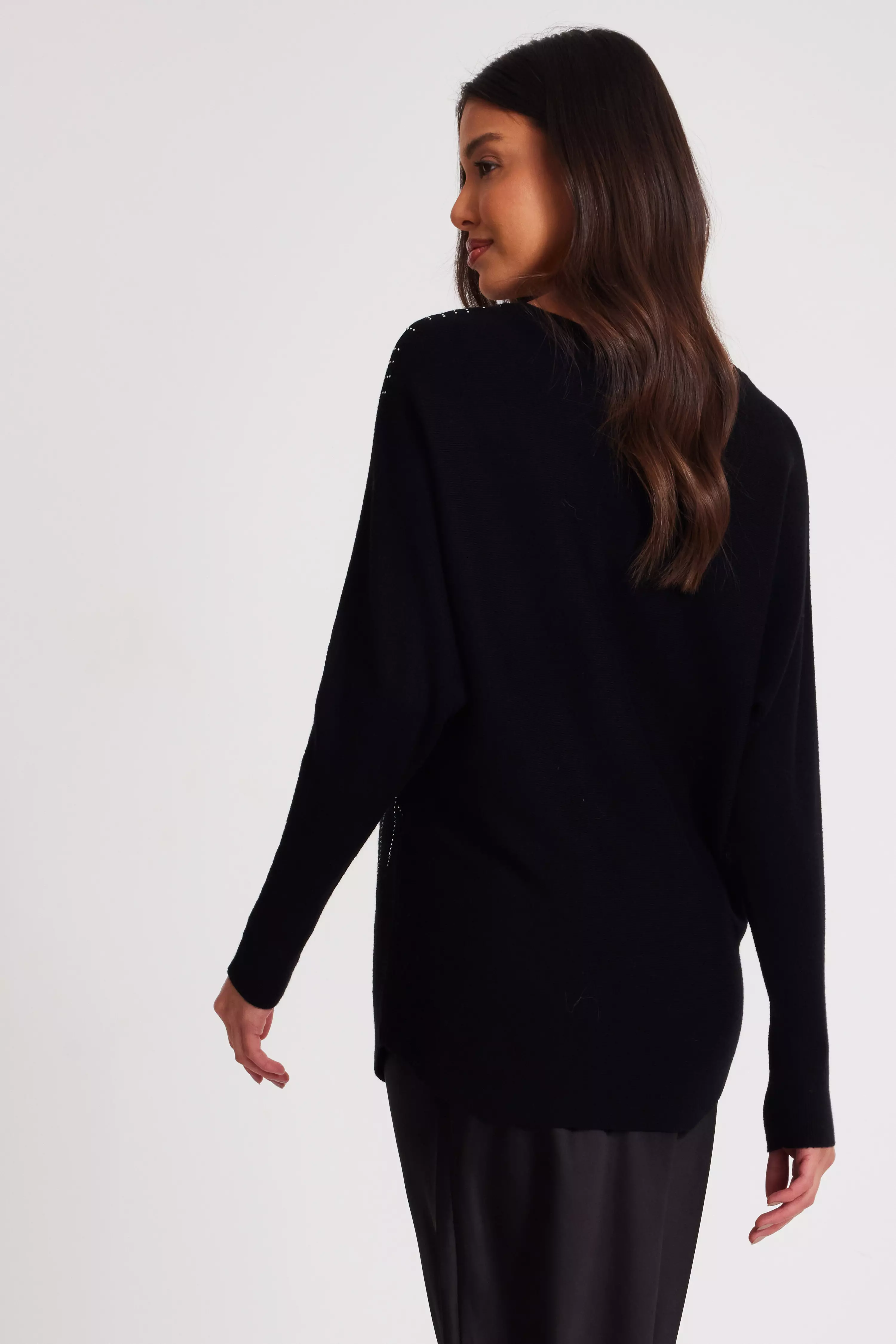 Black Knit Diamante Jumper