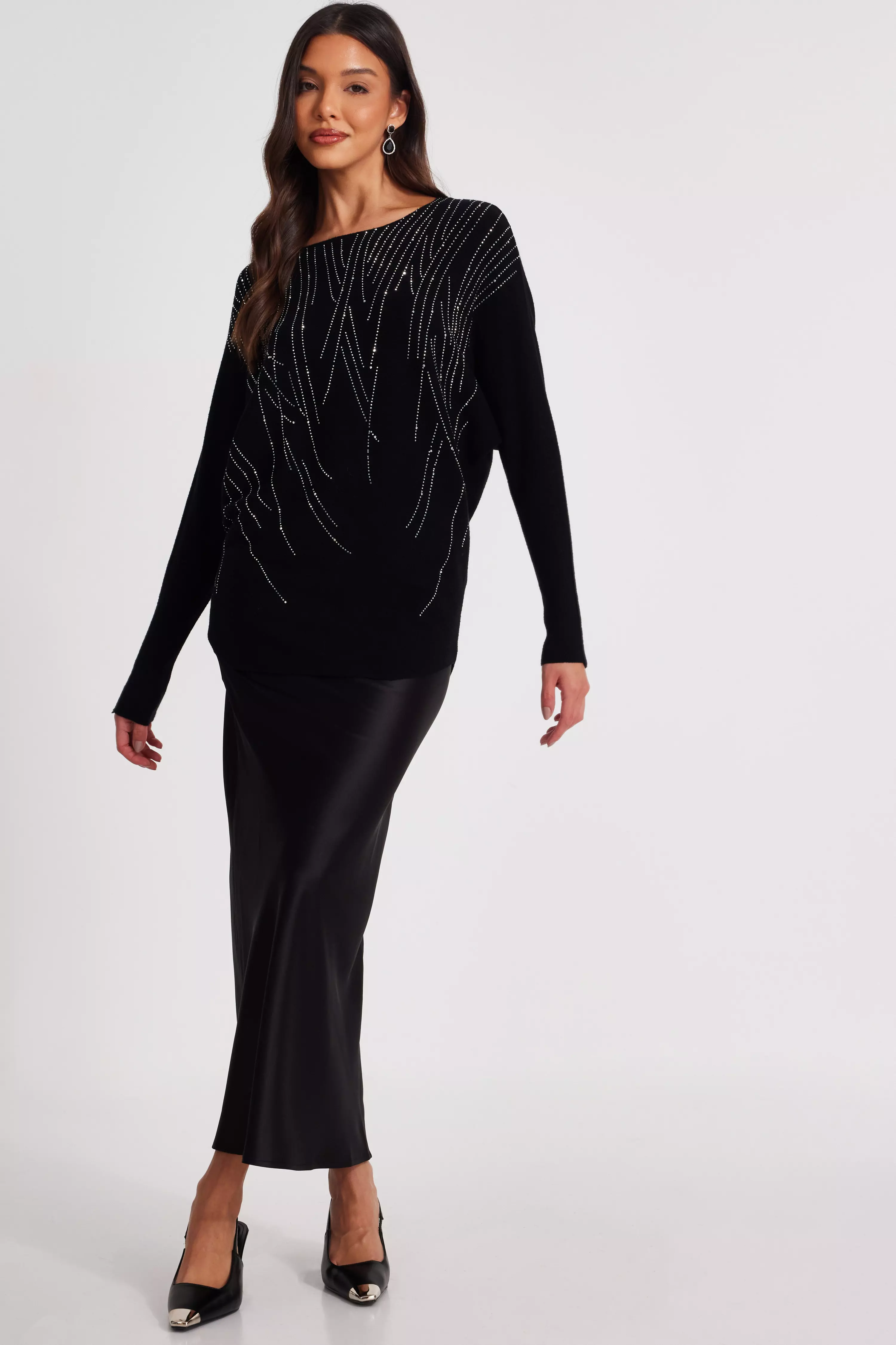 Black Knit Diamante Jumper