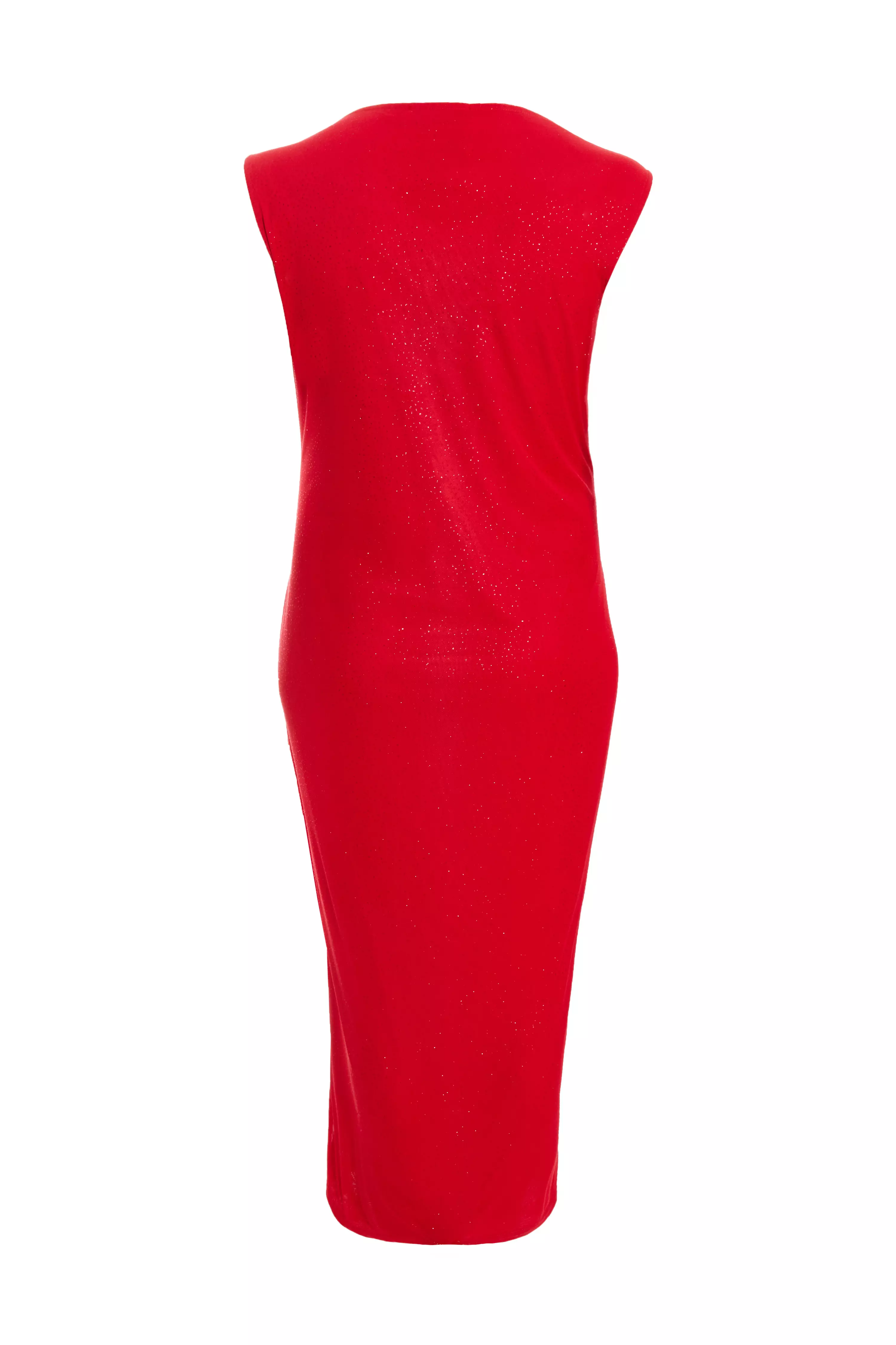 Curve Red Glitter Mesh Midaxi Dress