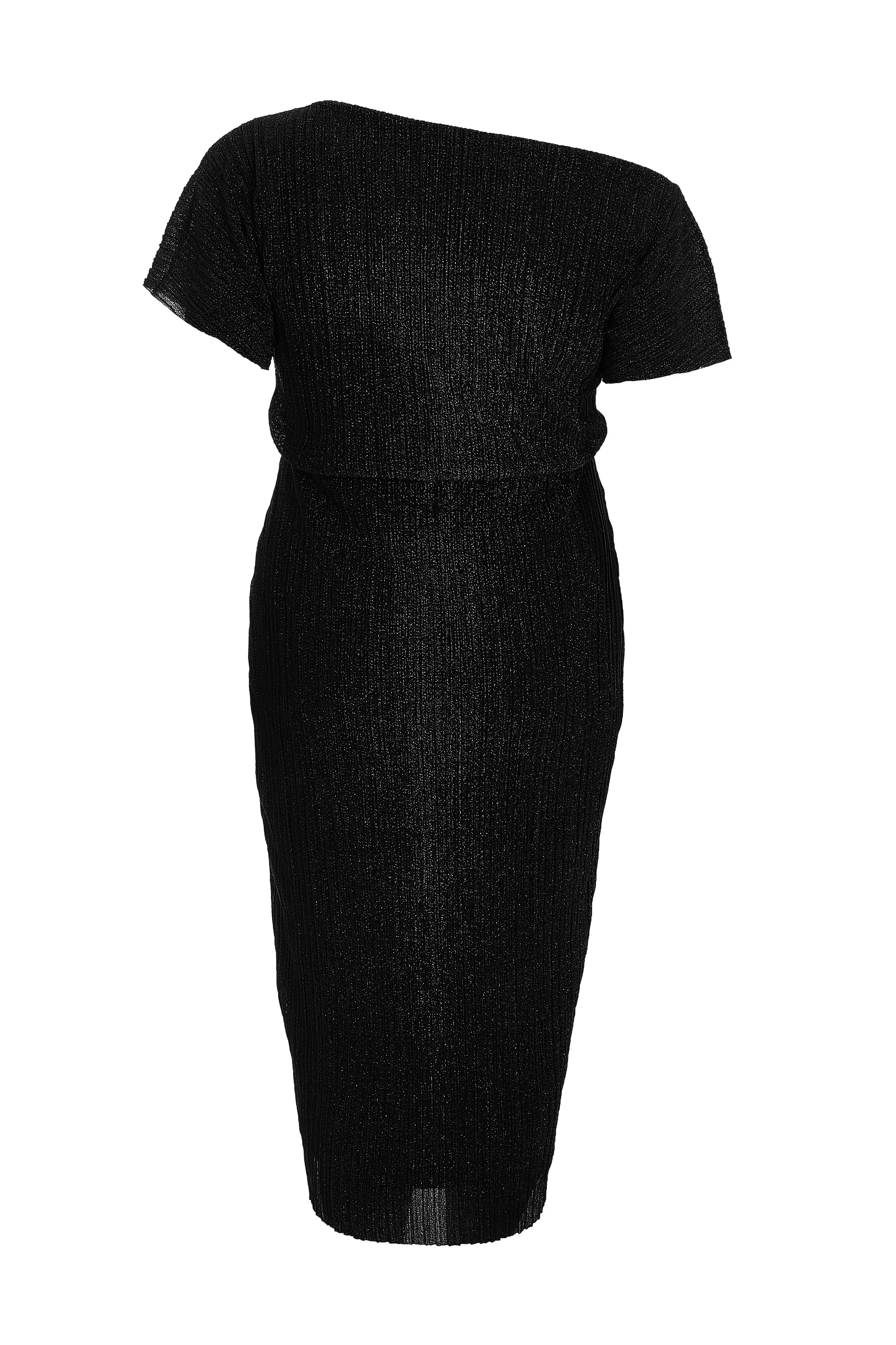 Curve Black Pleated Midi Dress