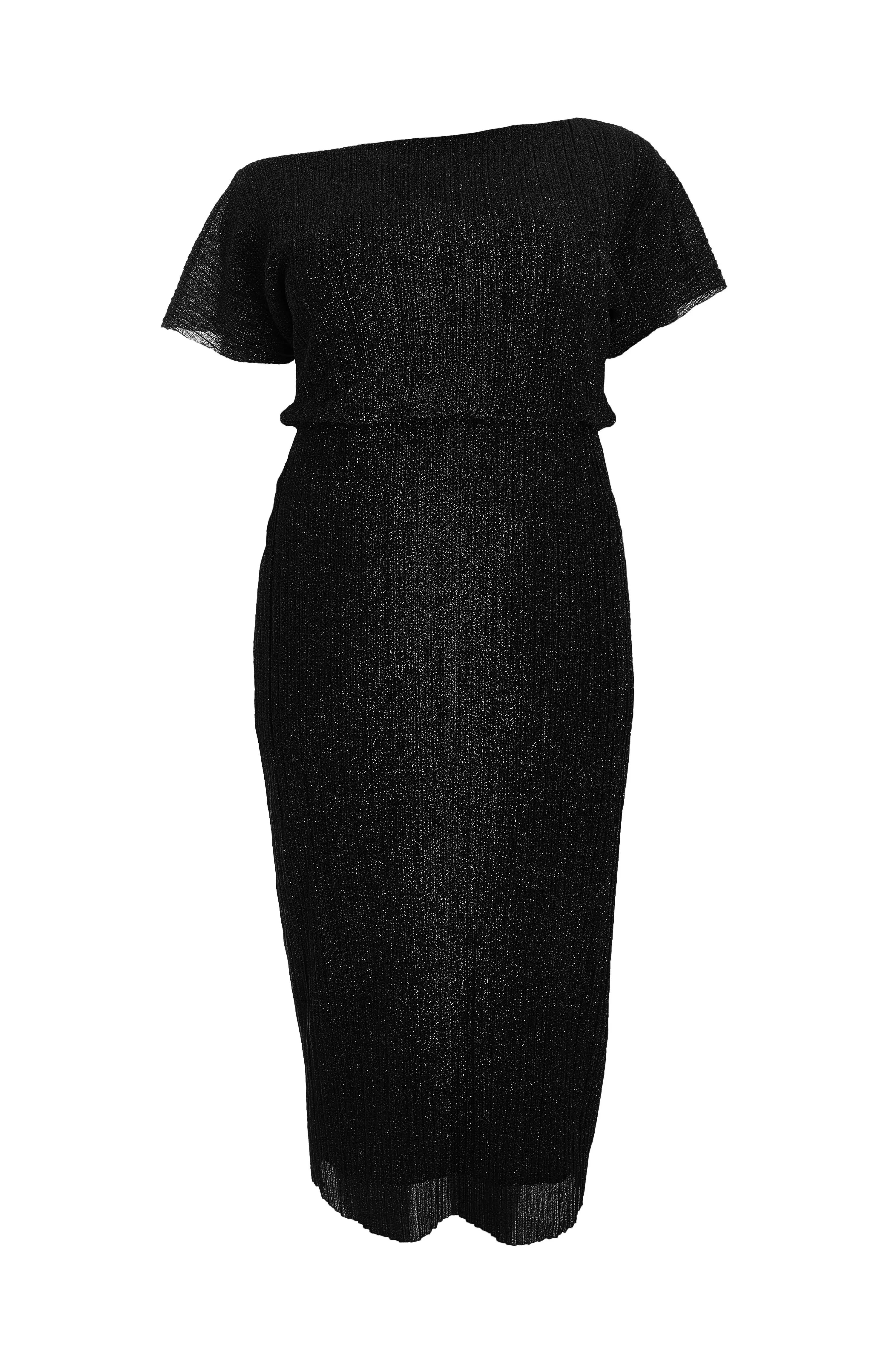 Curve Black Pleated Midi Dress