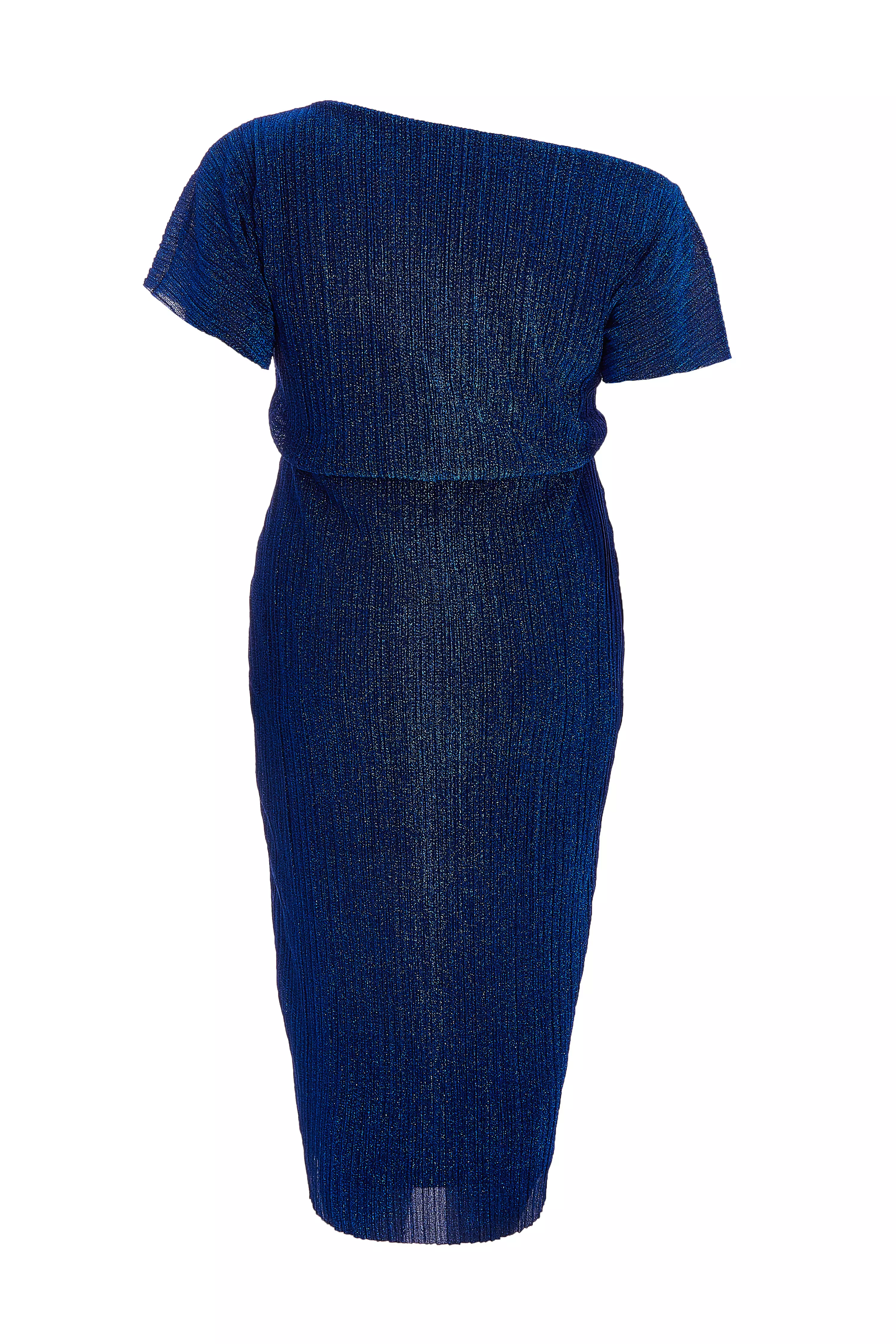 Curve Royal Blue Pleated Midi Dress