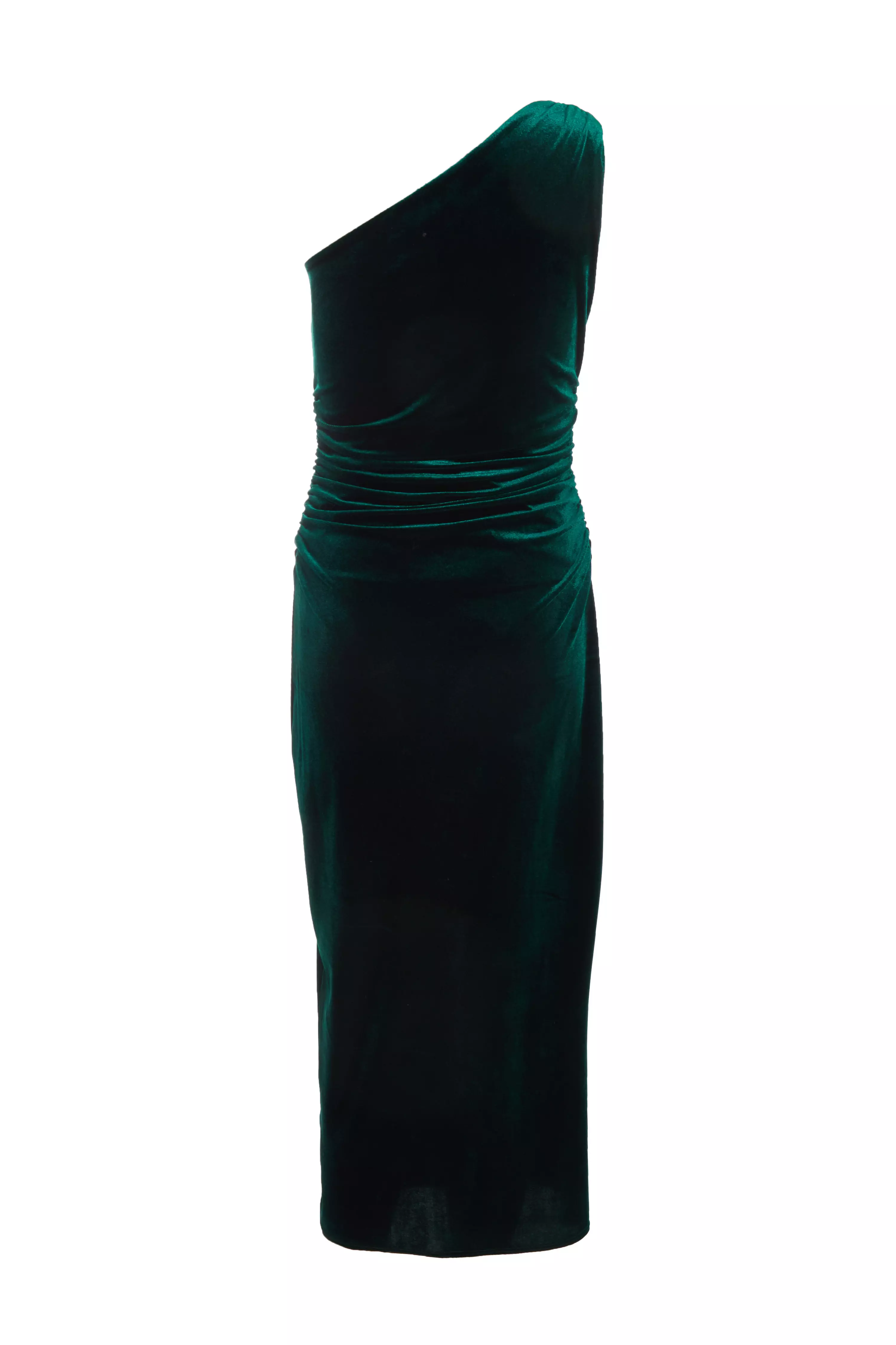 Petite Bottle Green Velvet Midaxi Dress