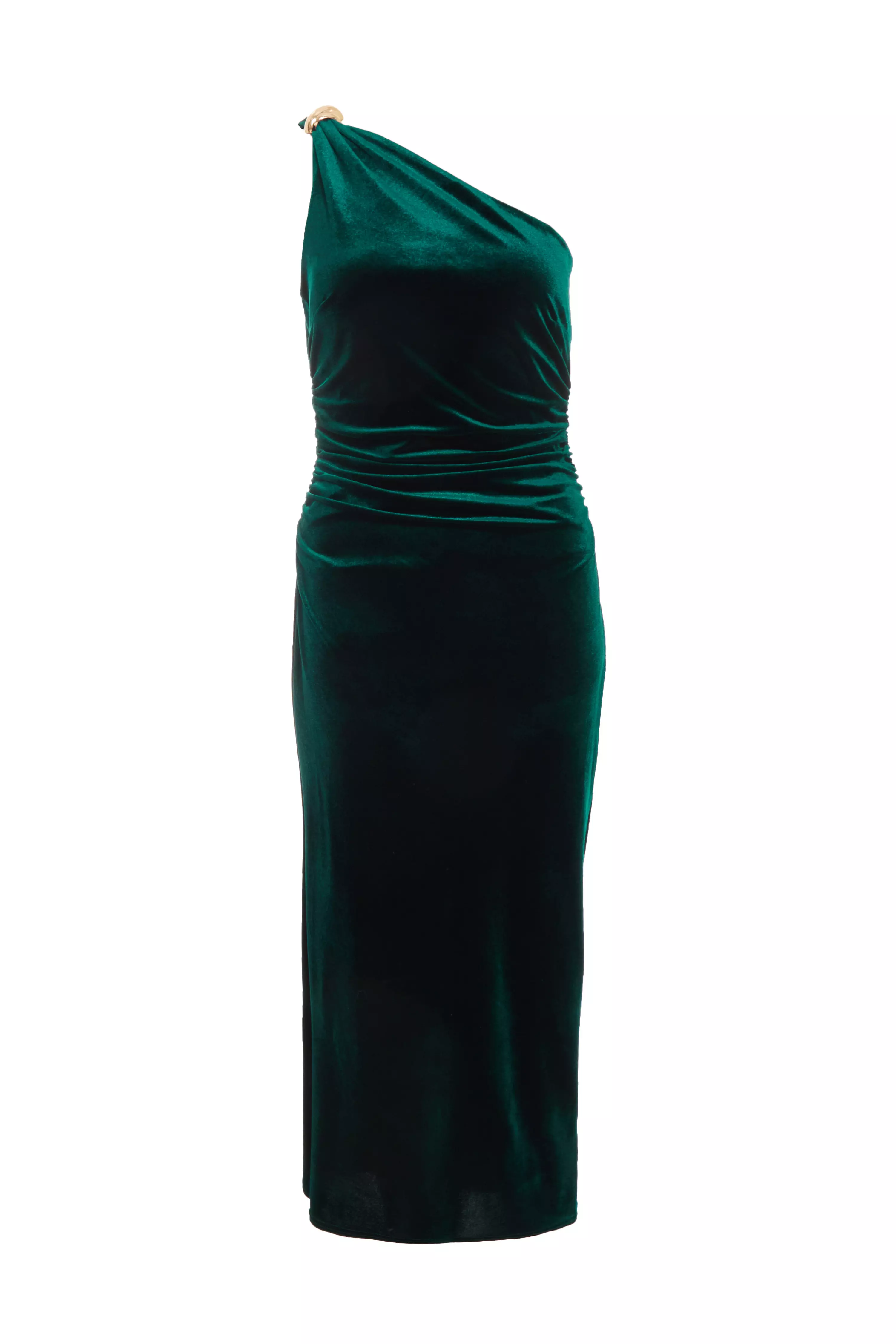 Petite Bottle Green Velvet Midaxi Dress