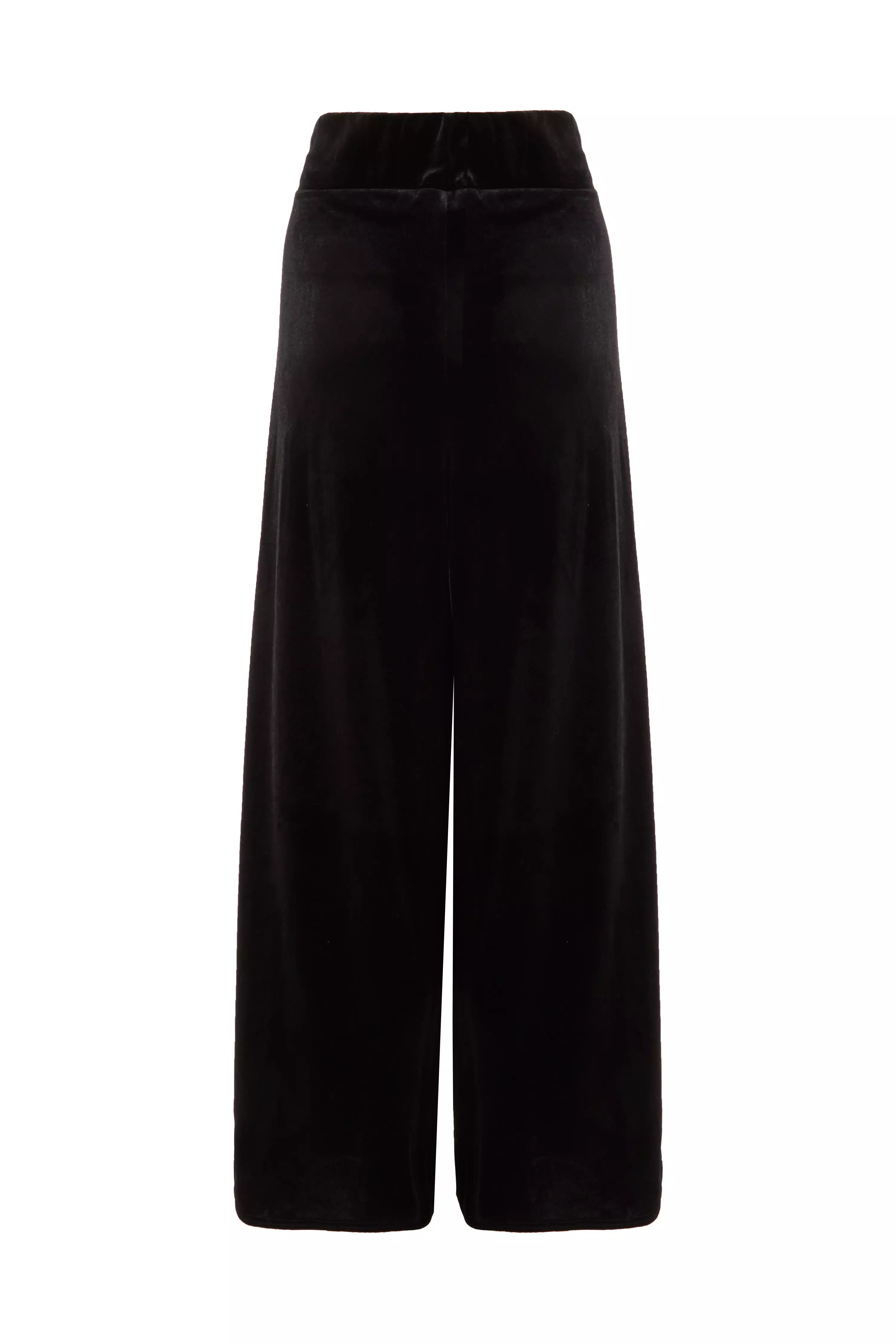 Black Wide Leg Velvet Trouser