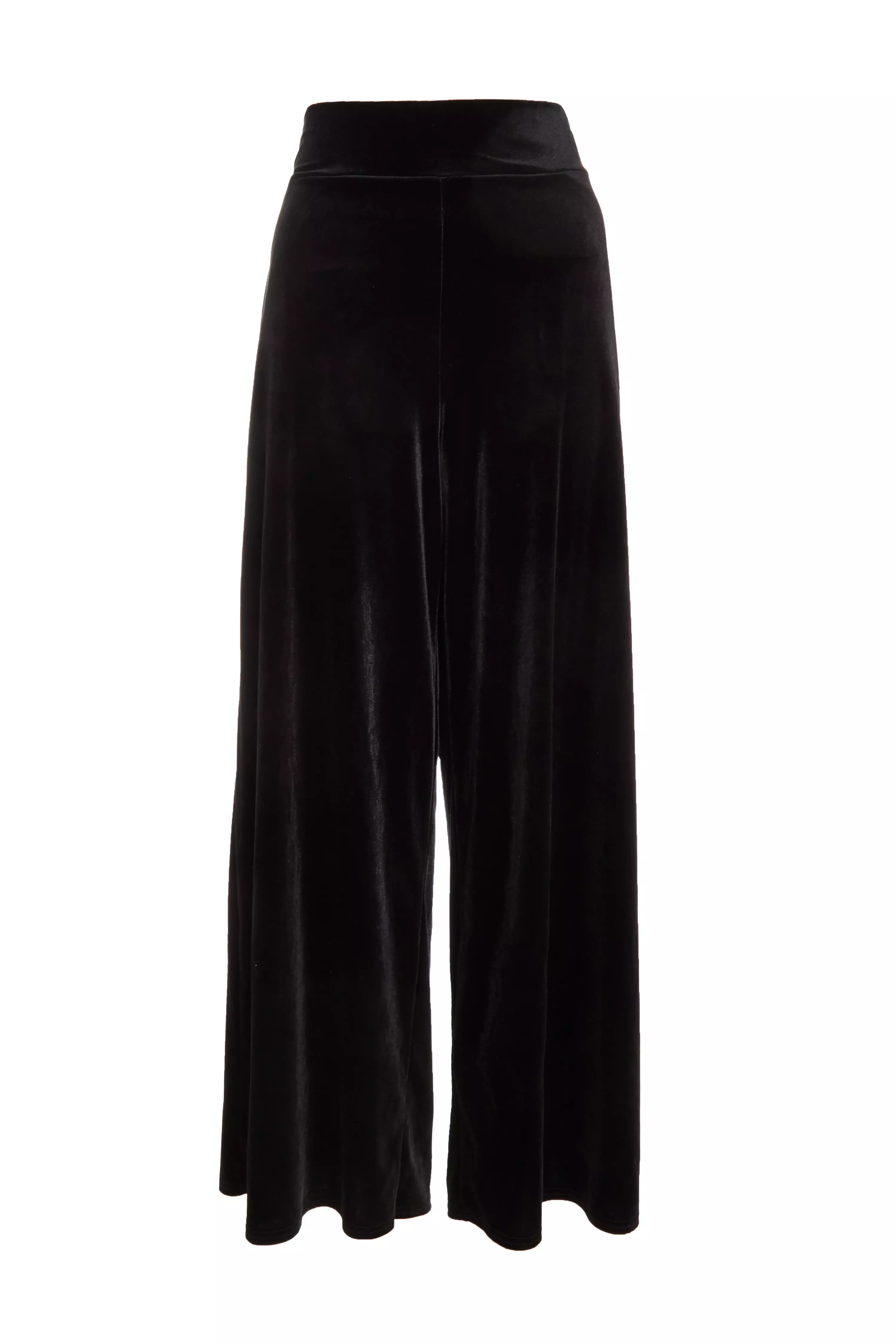 Black Wide Leg Velvet Trouser