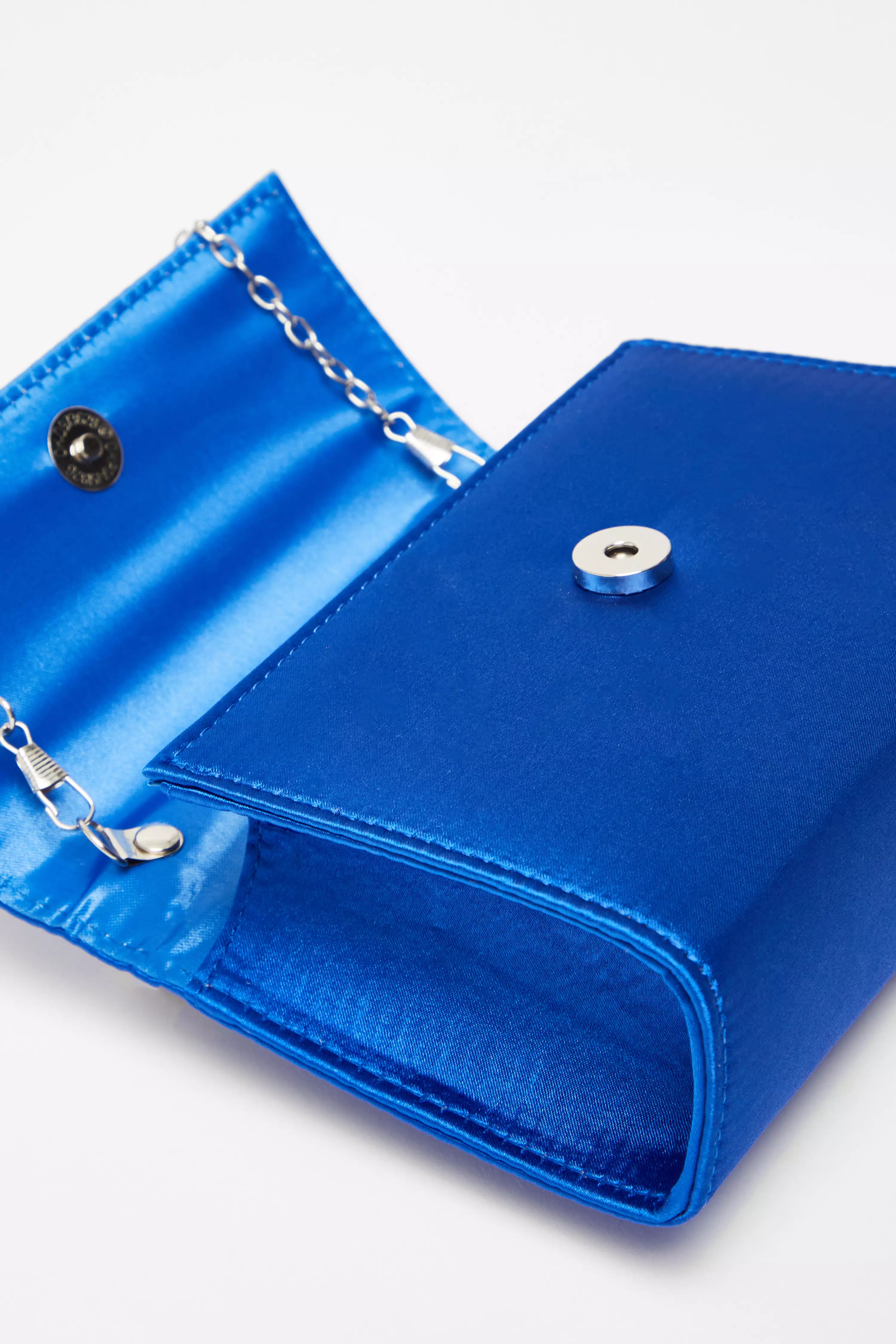 Royal Blue Satin Top Handle Bag 