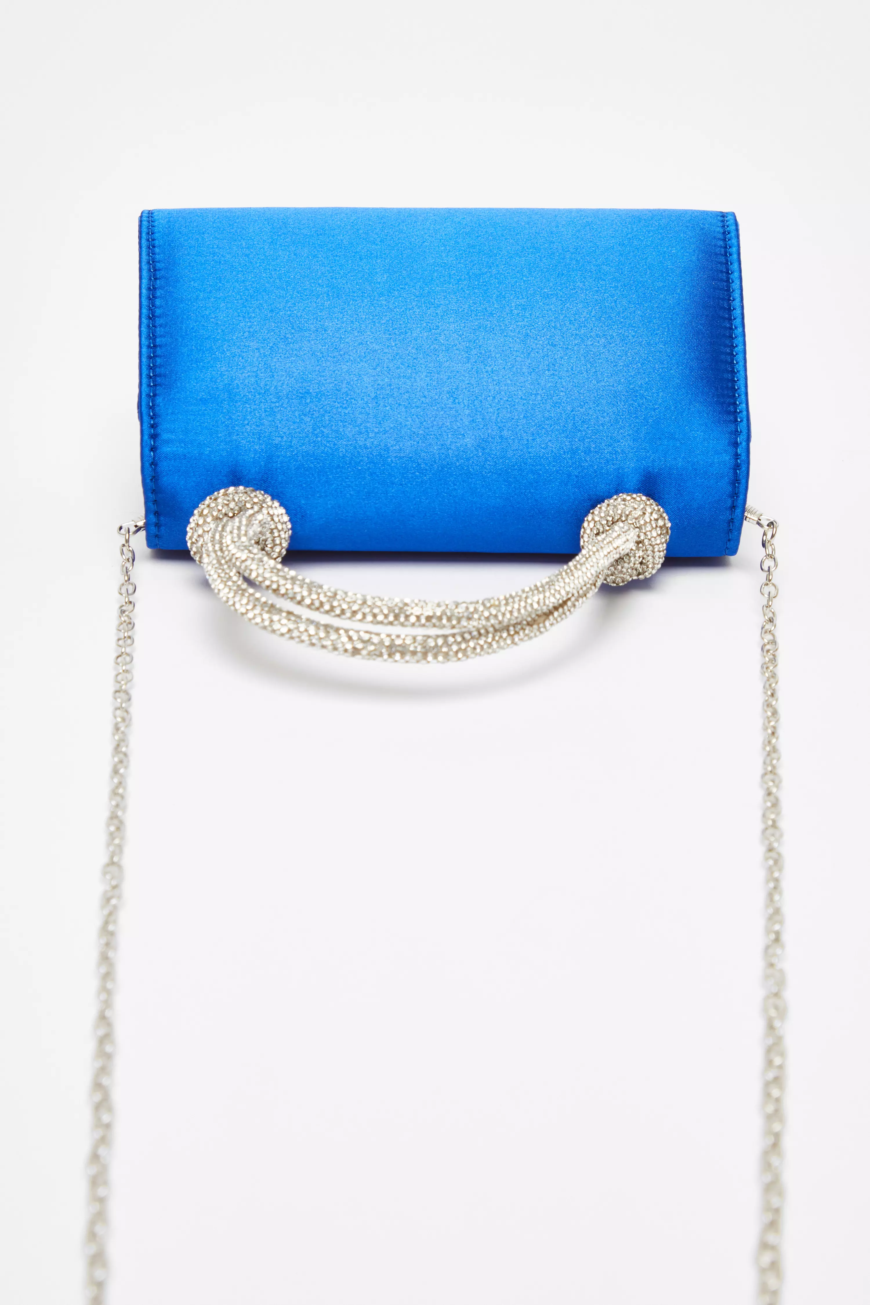 Royal Blue Satin Top Handle Bag 