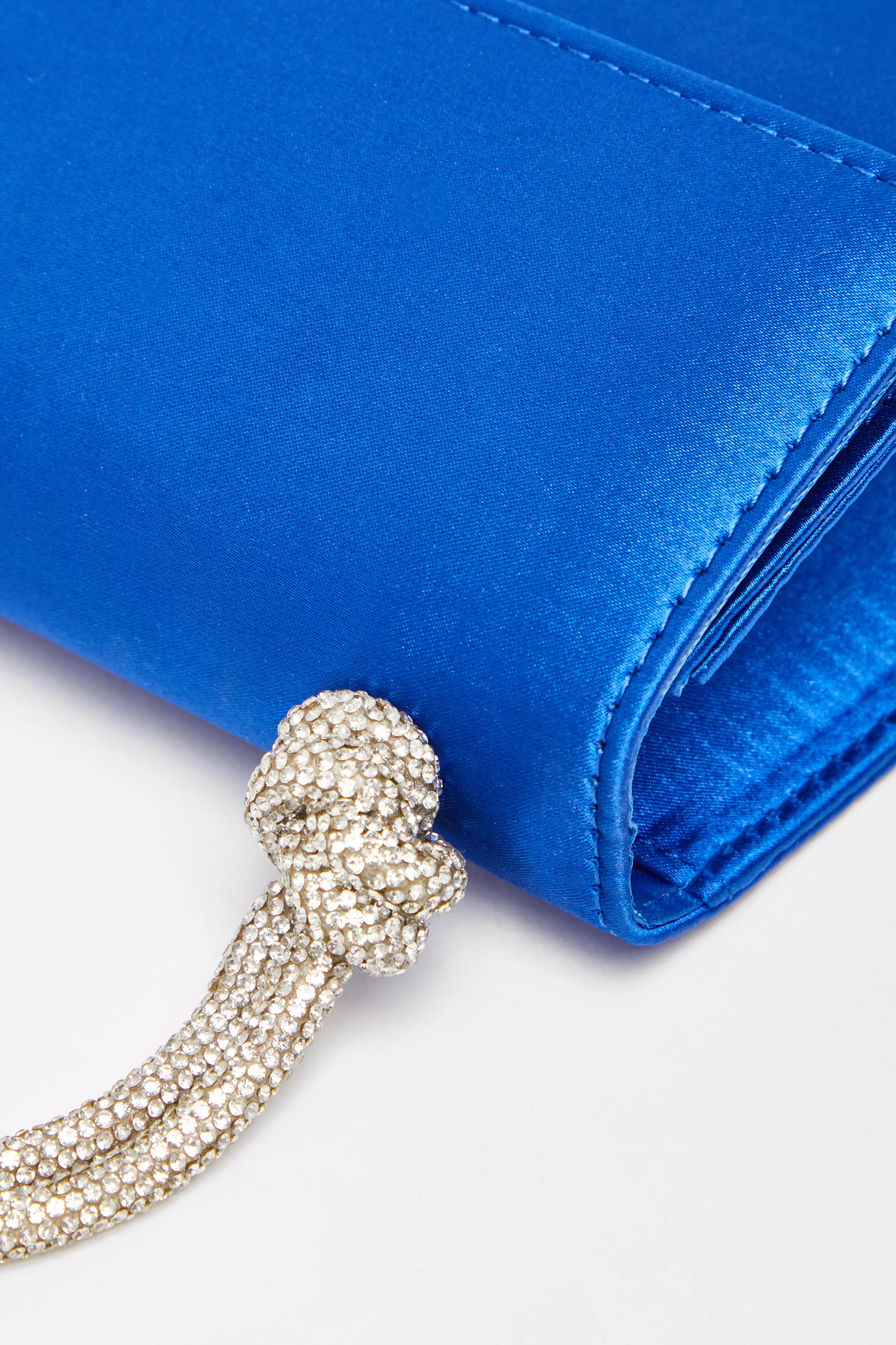 Royal Blue Satin Top Handle Bag 