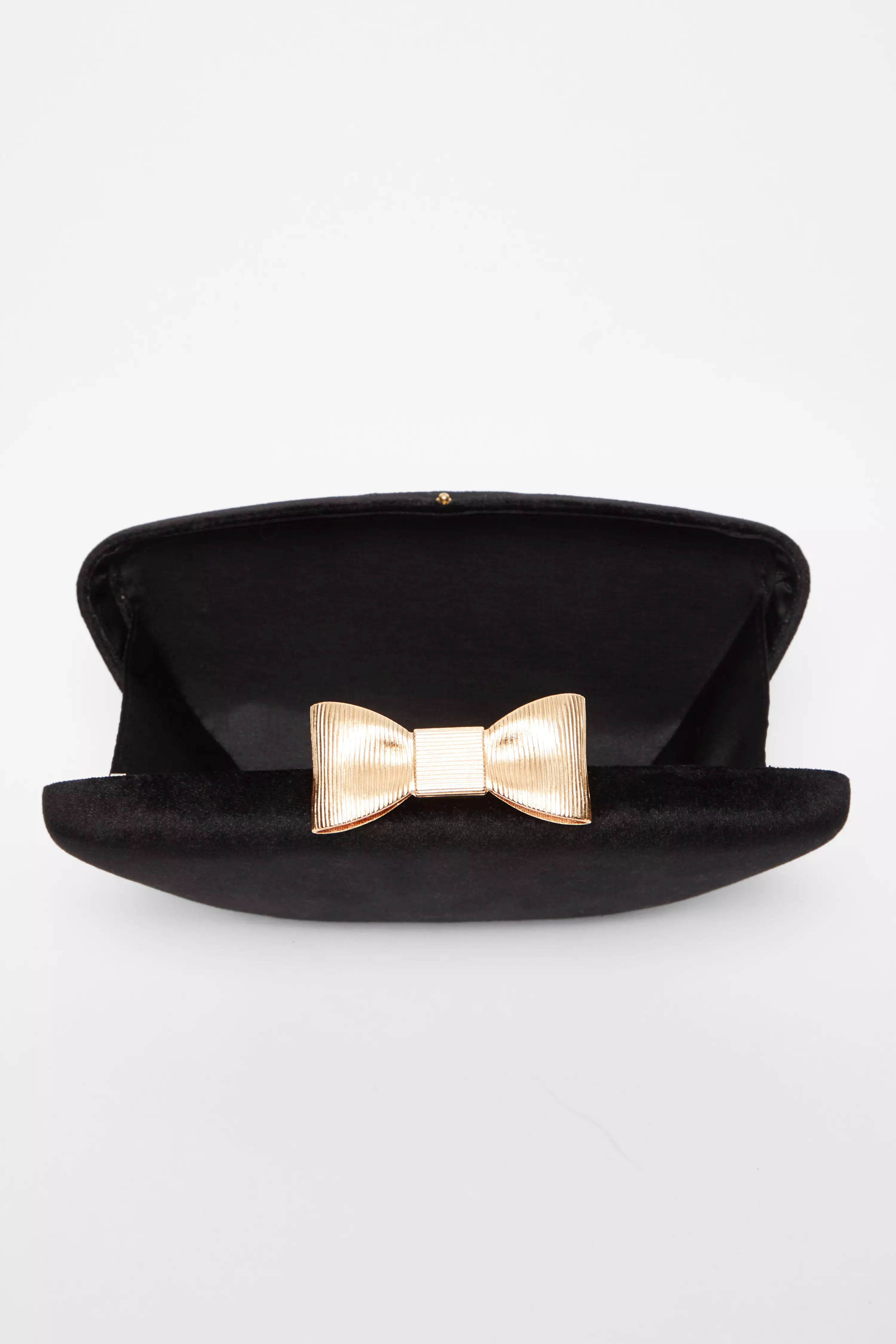 Black Velvet Bow Detail Box Bag 