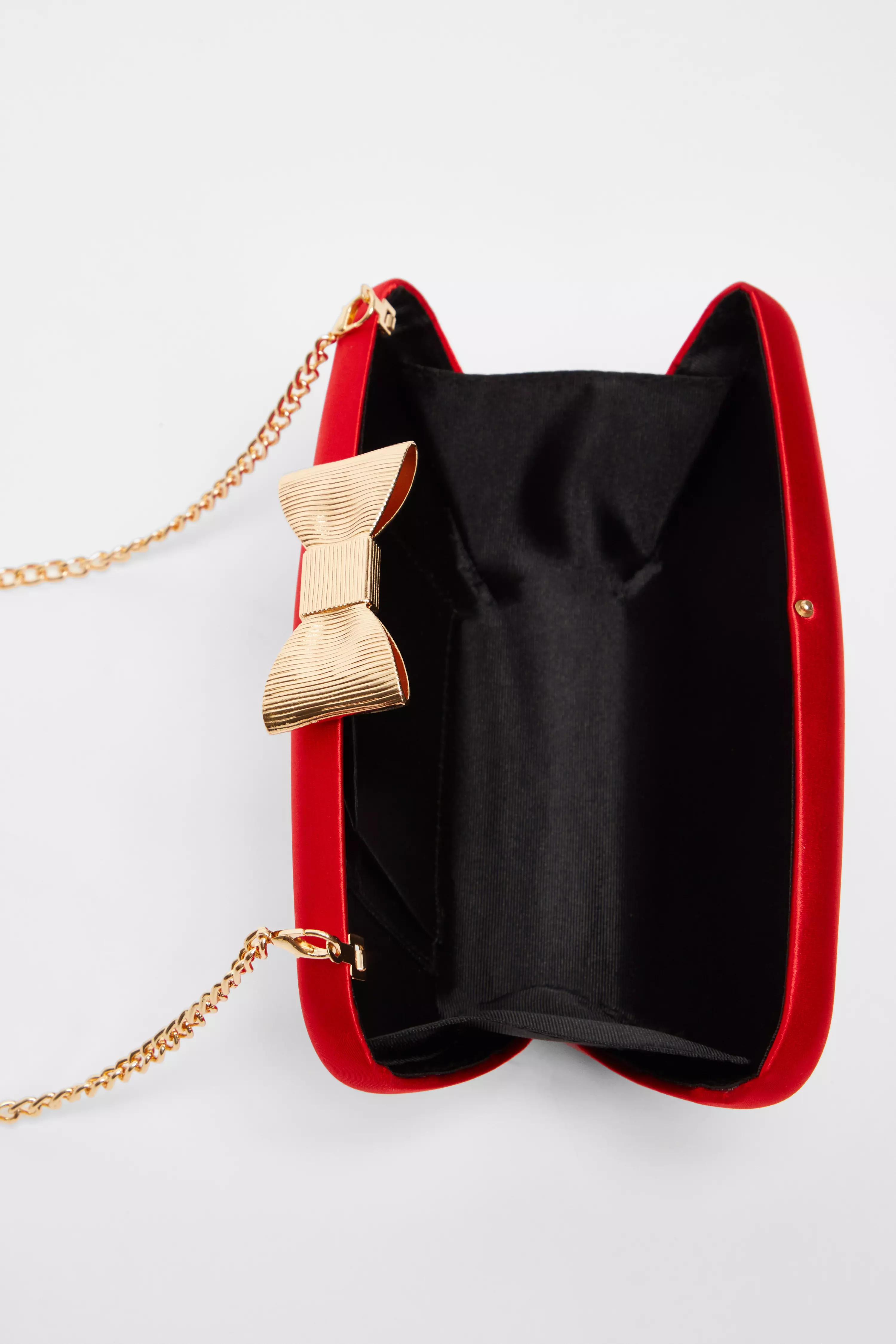 Red Satin Bow Detail Box Bag