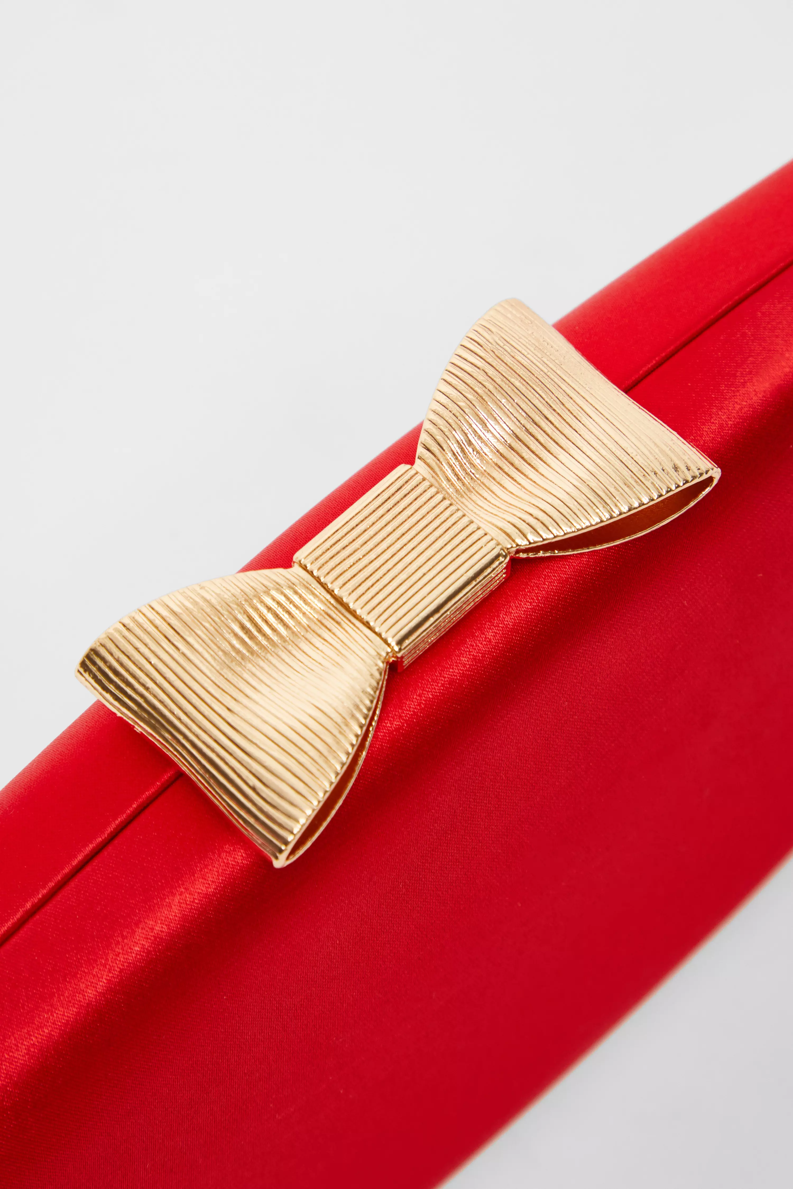 Red Satin Bow Detail Box Bag