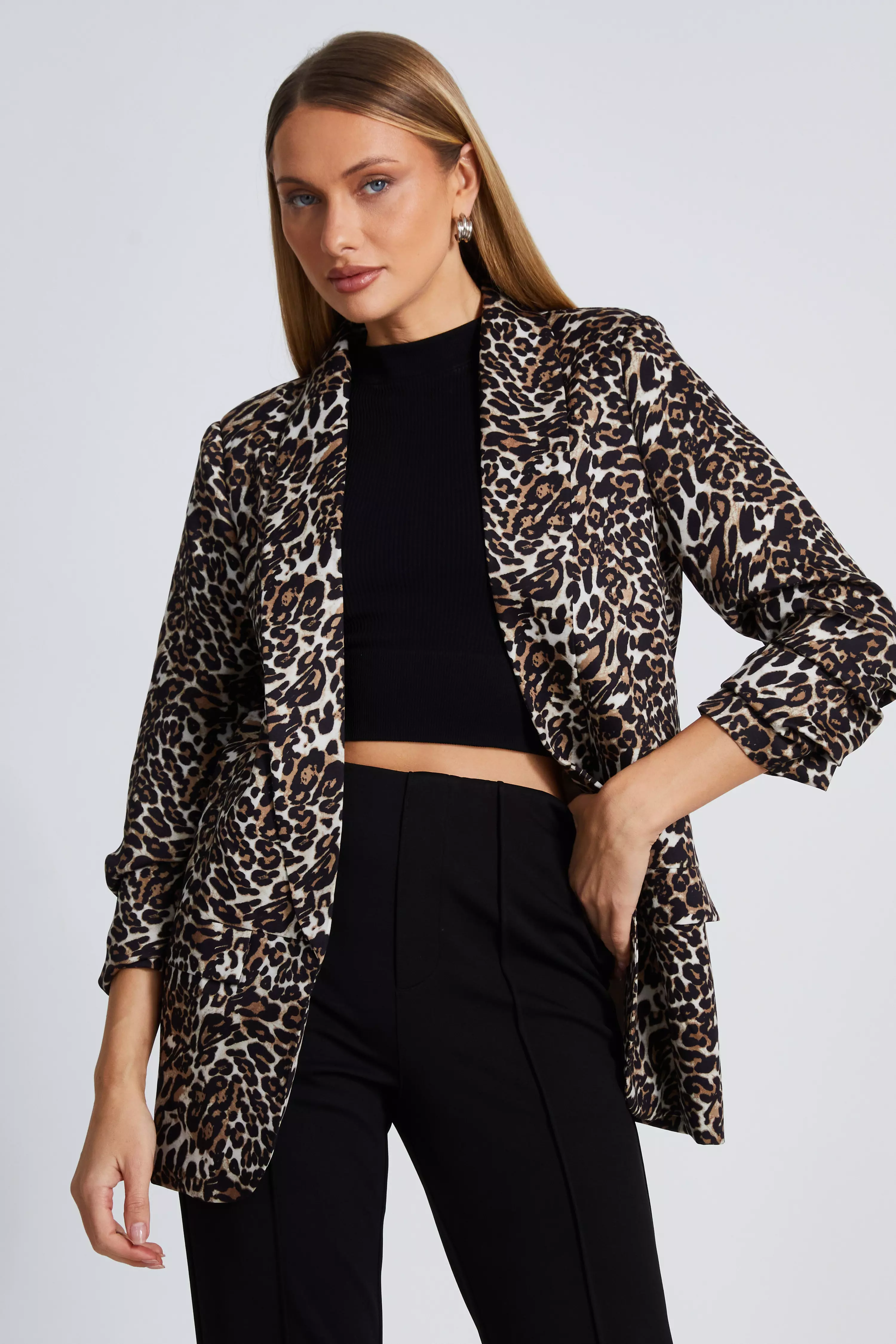 Brown Leopard Print Blazer