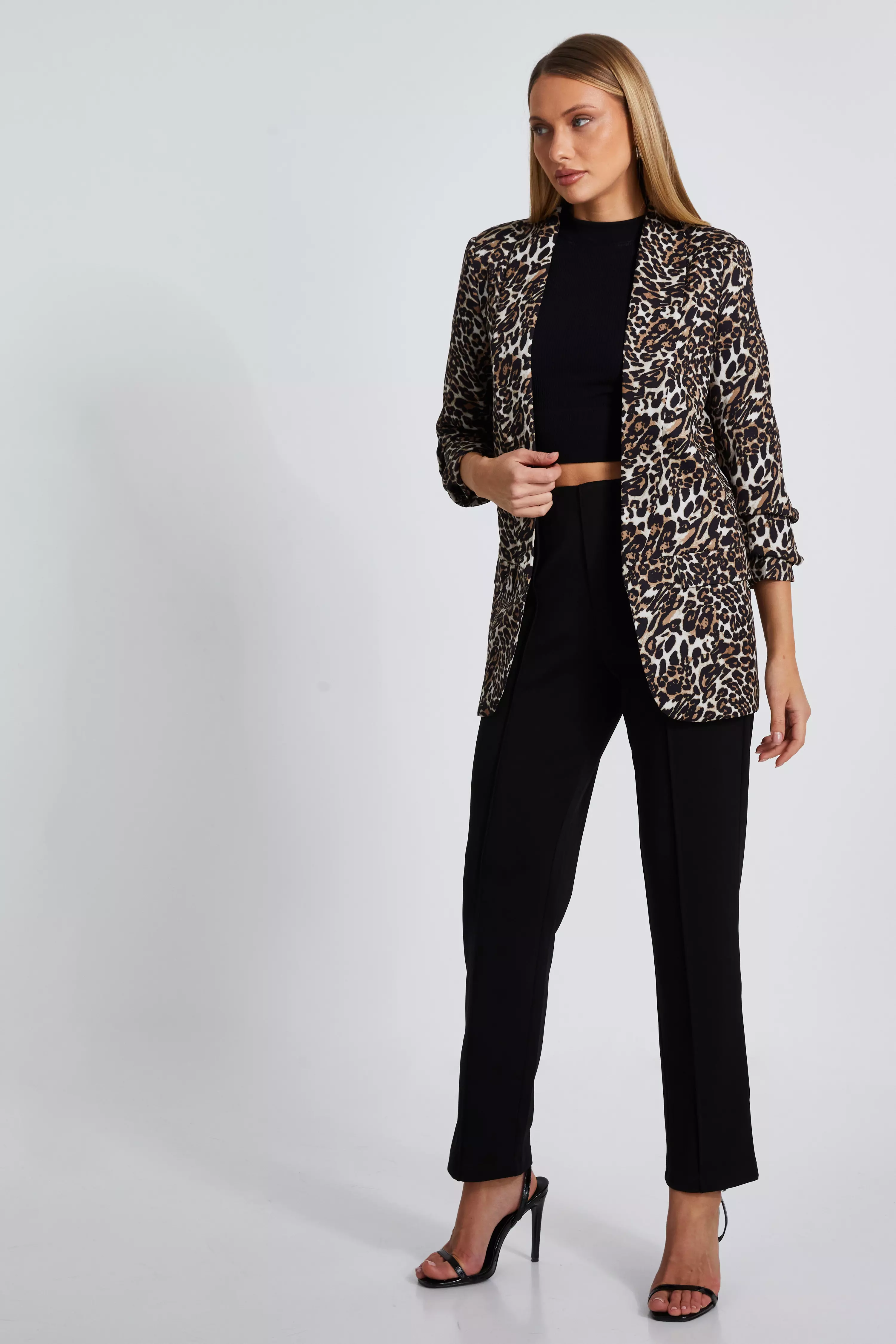 Brown Leopard Print Blazer