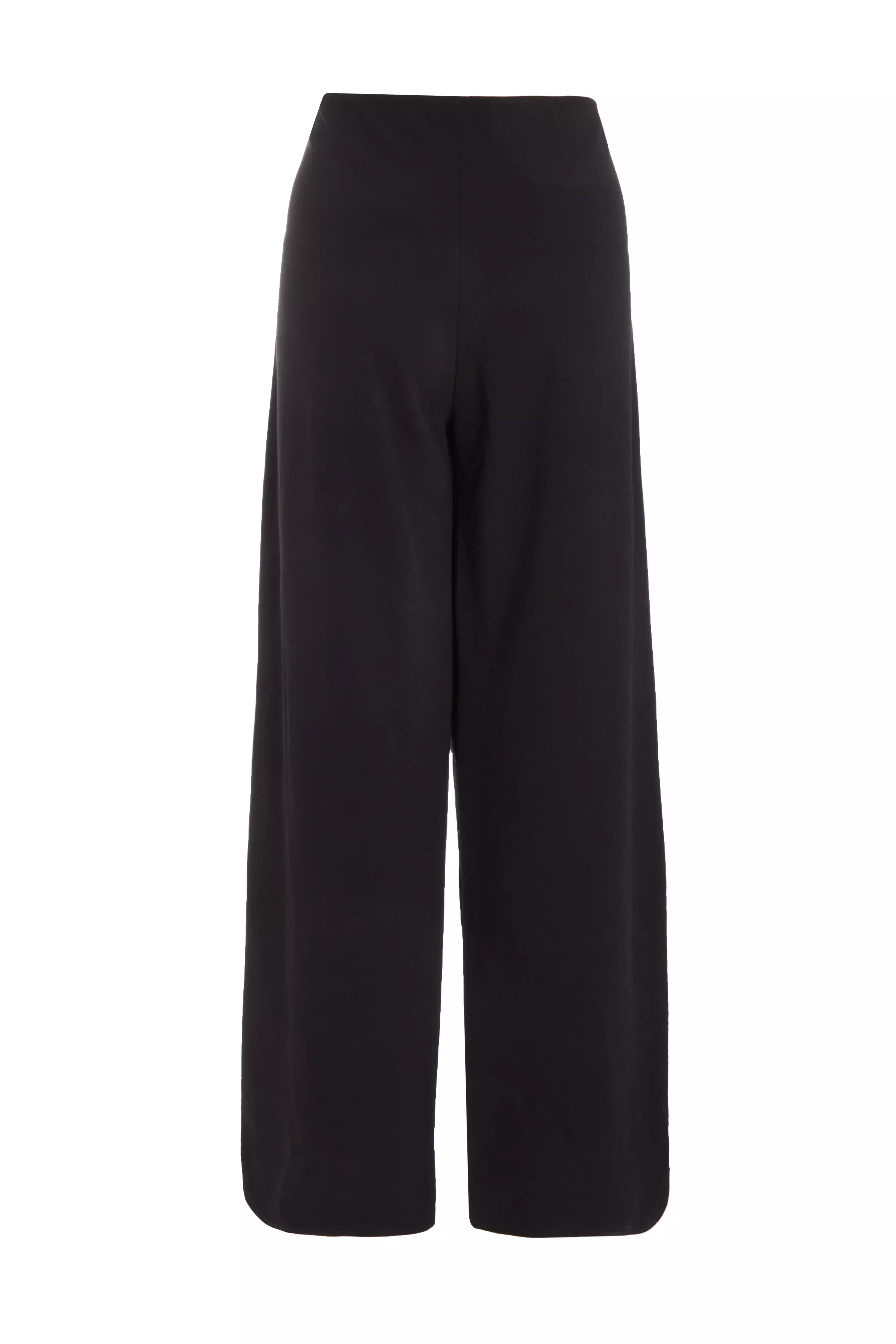 Black Diamante Button Palazzo Trousers