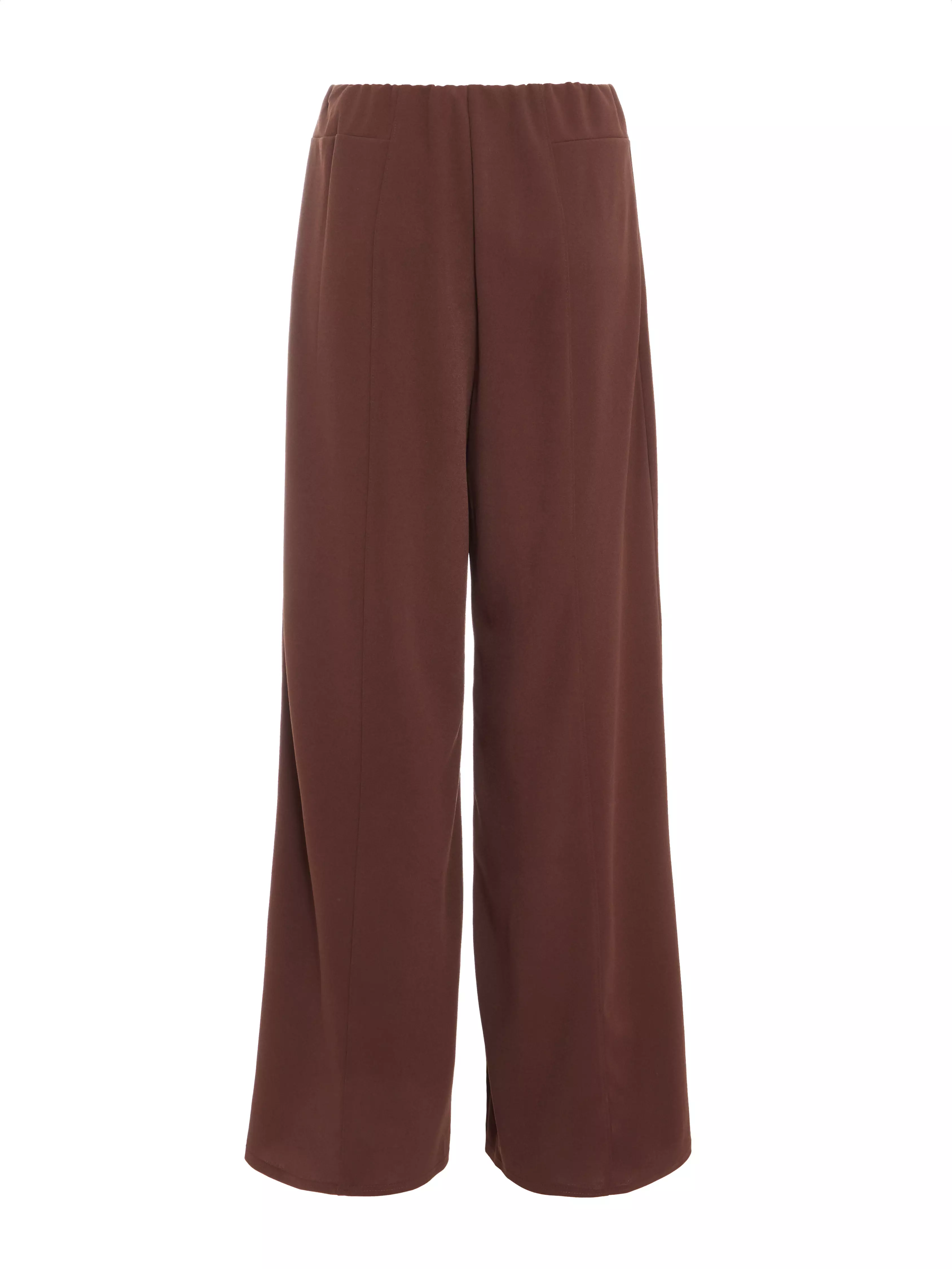 Brown High Waist Wide Leg Trousers