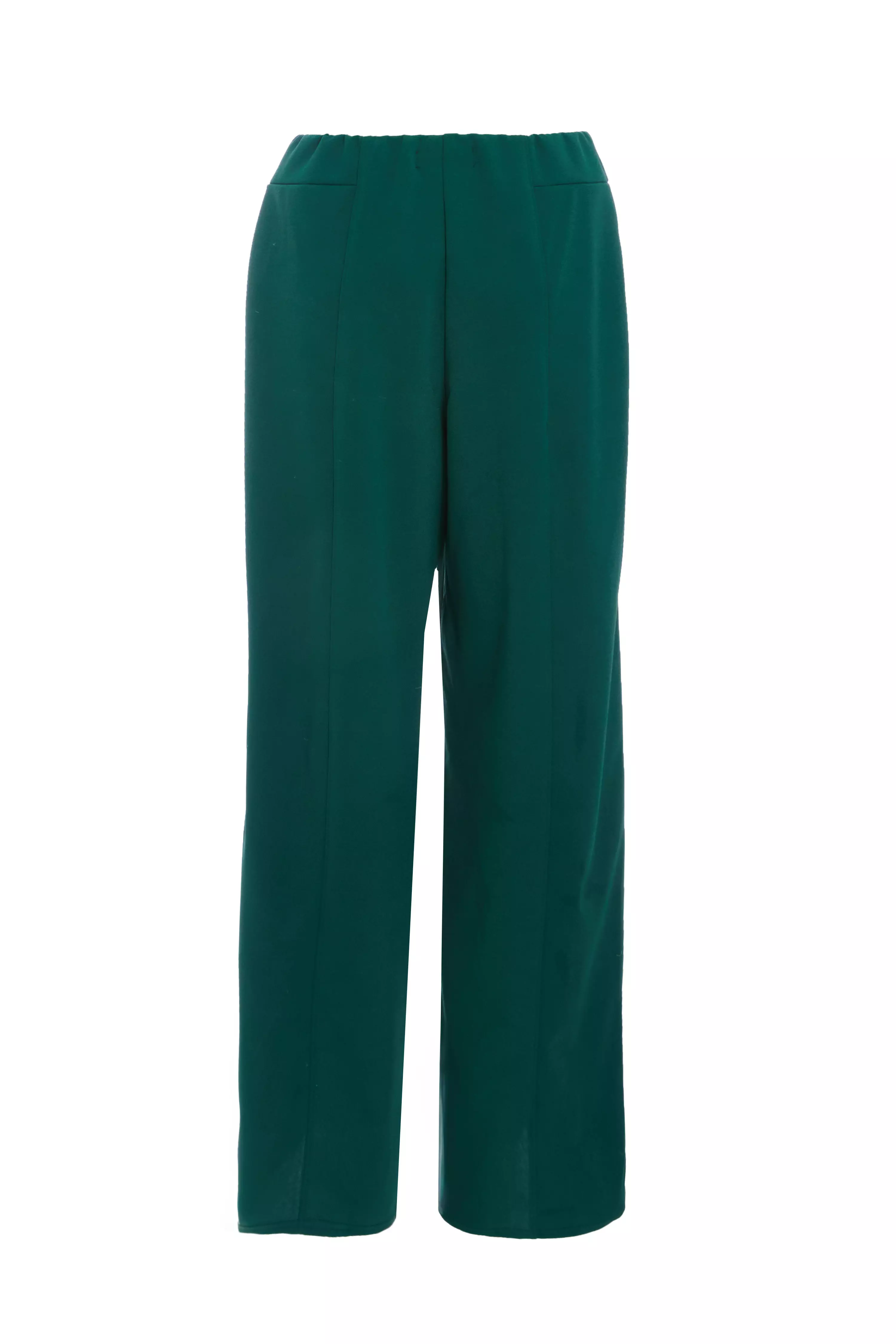 Bottle Green Wide Leg Trousers