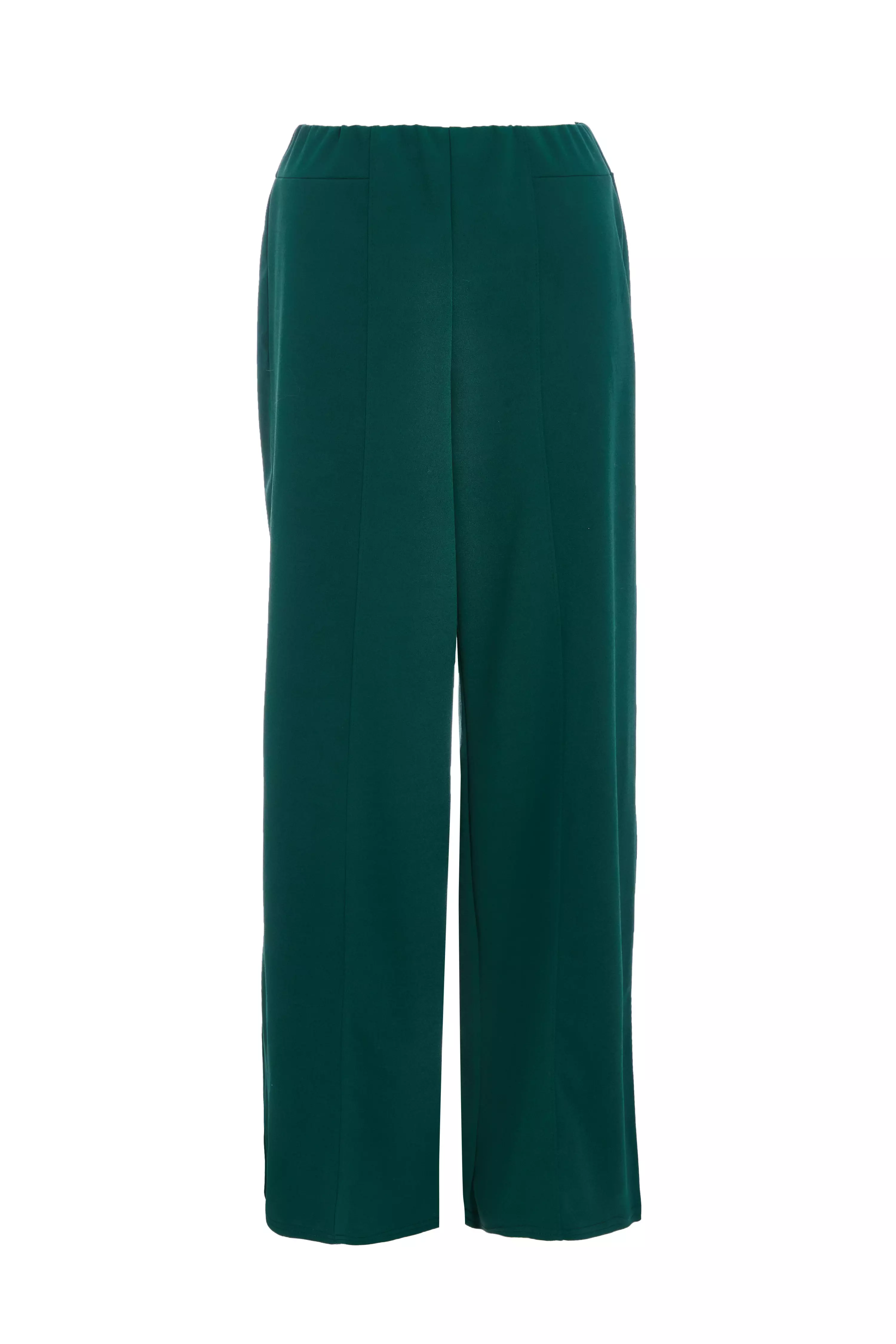 Bottle Green Wide Leg Trousers