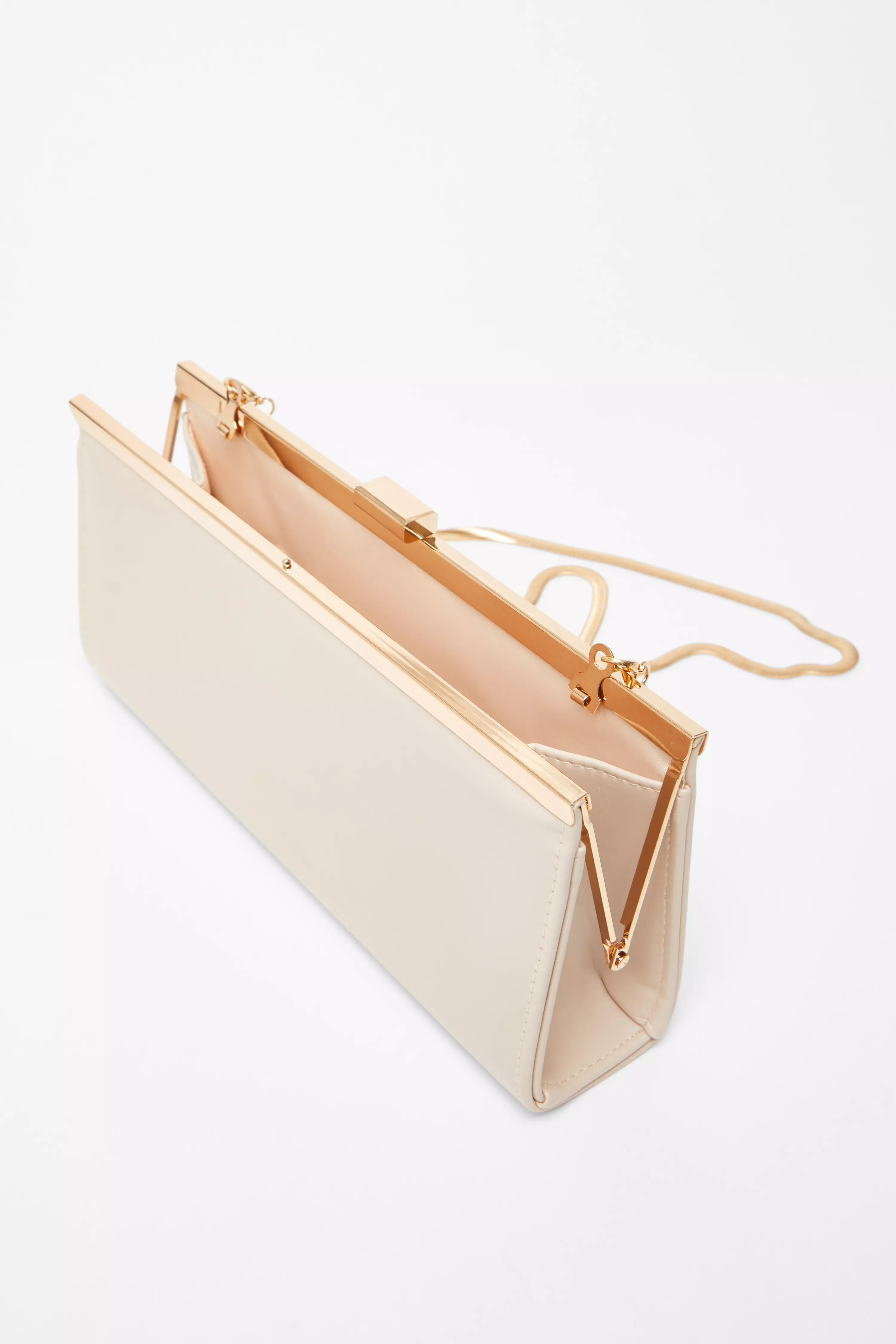 Nude Faux Leather Patent Clutch