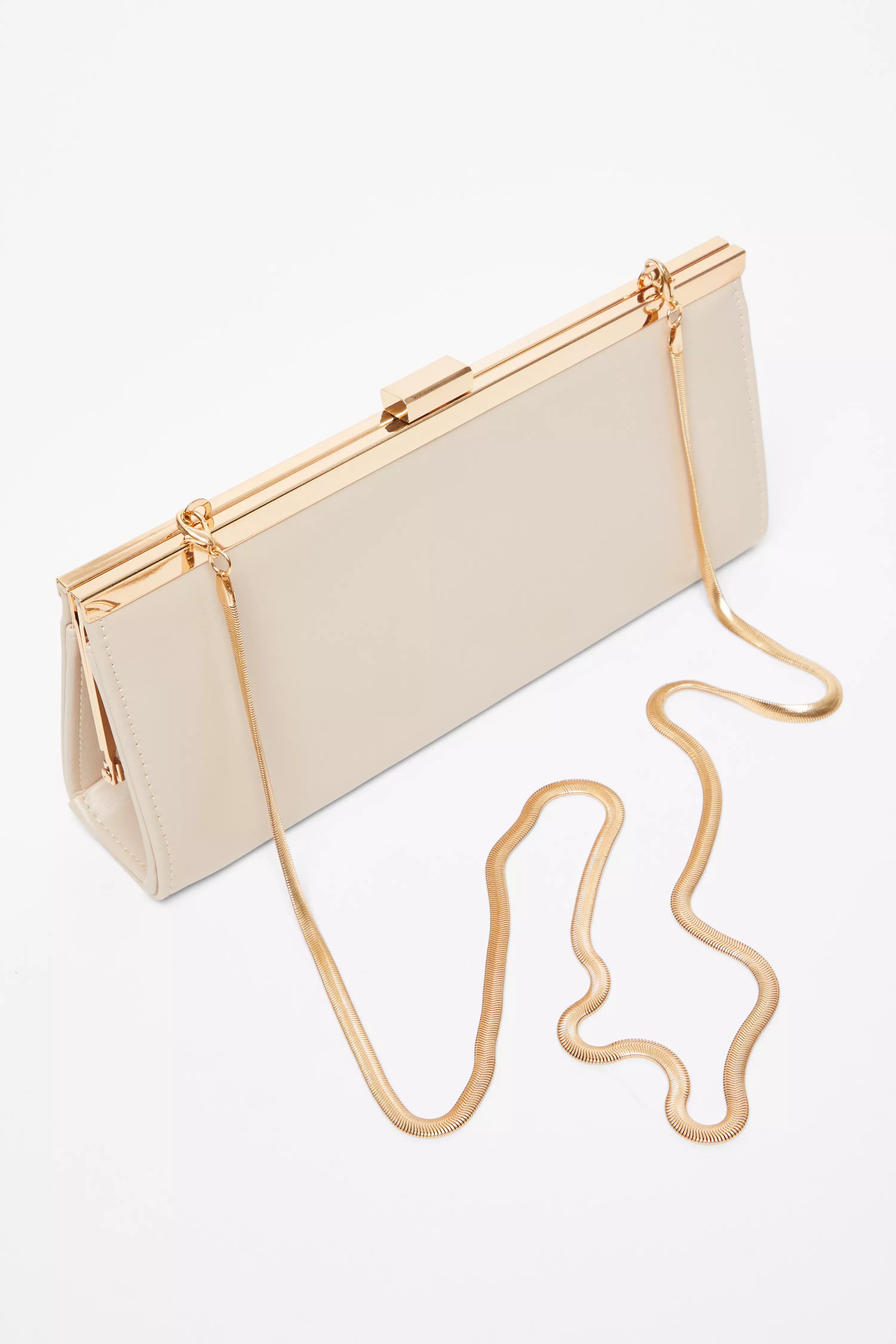 Nude Faux Leather Patent Clutch