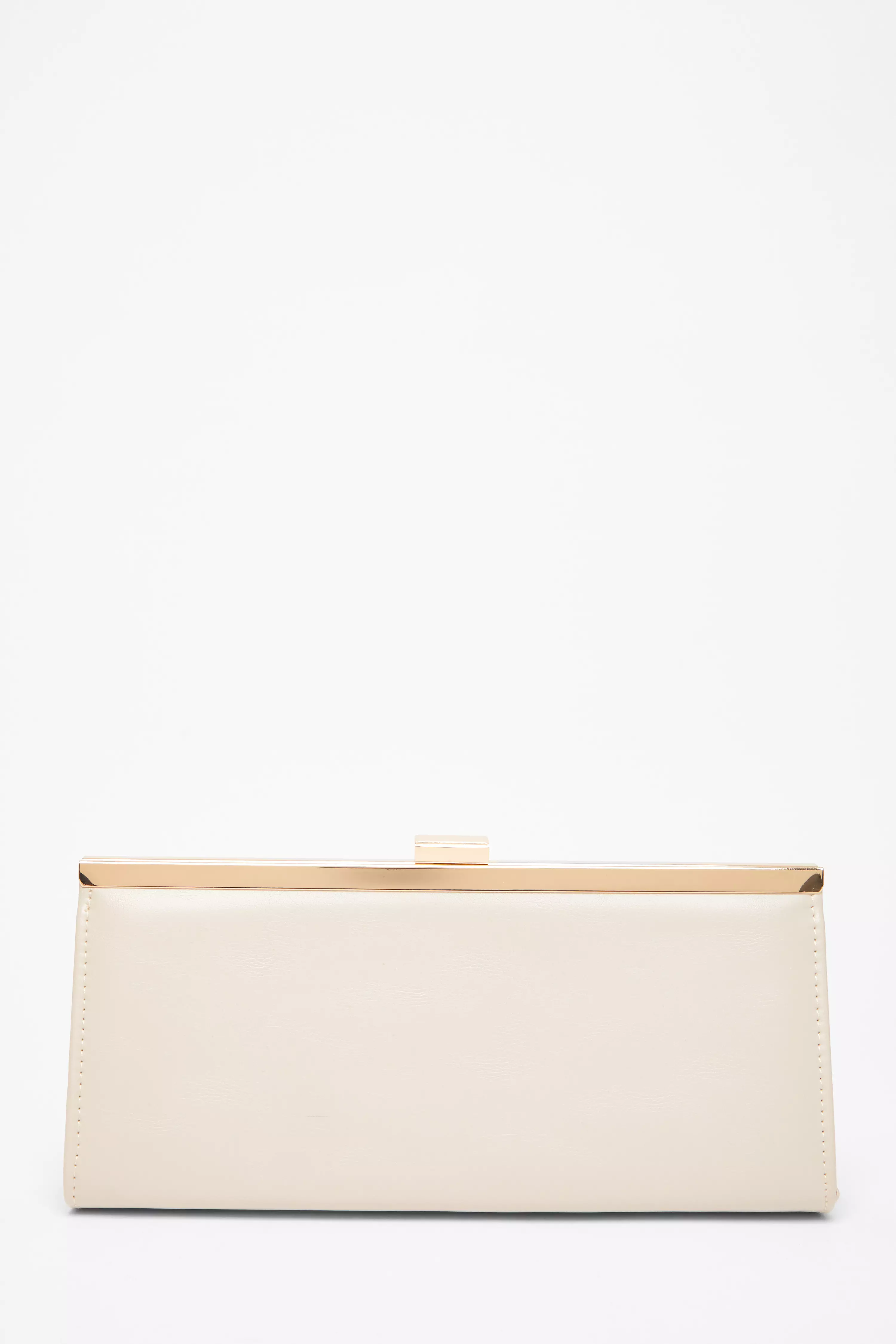 Nude Faux Leather Patent Clutch