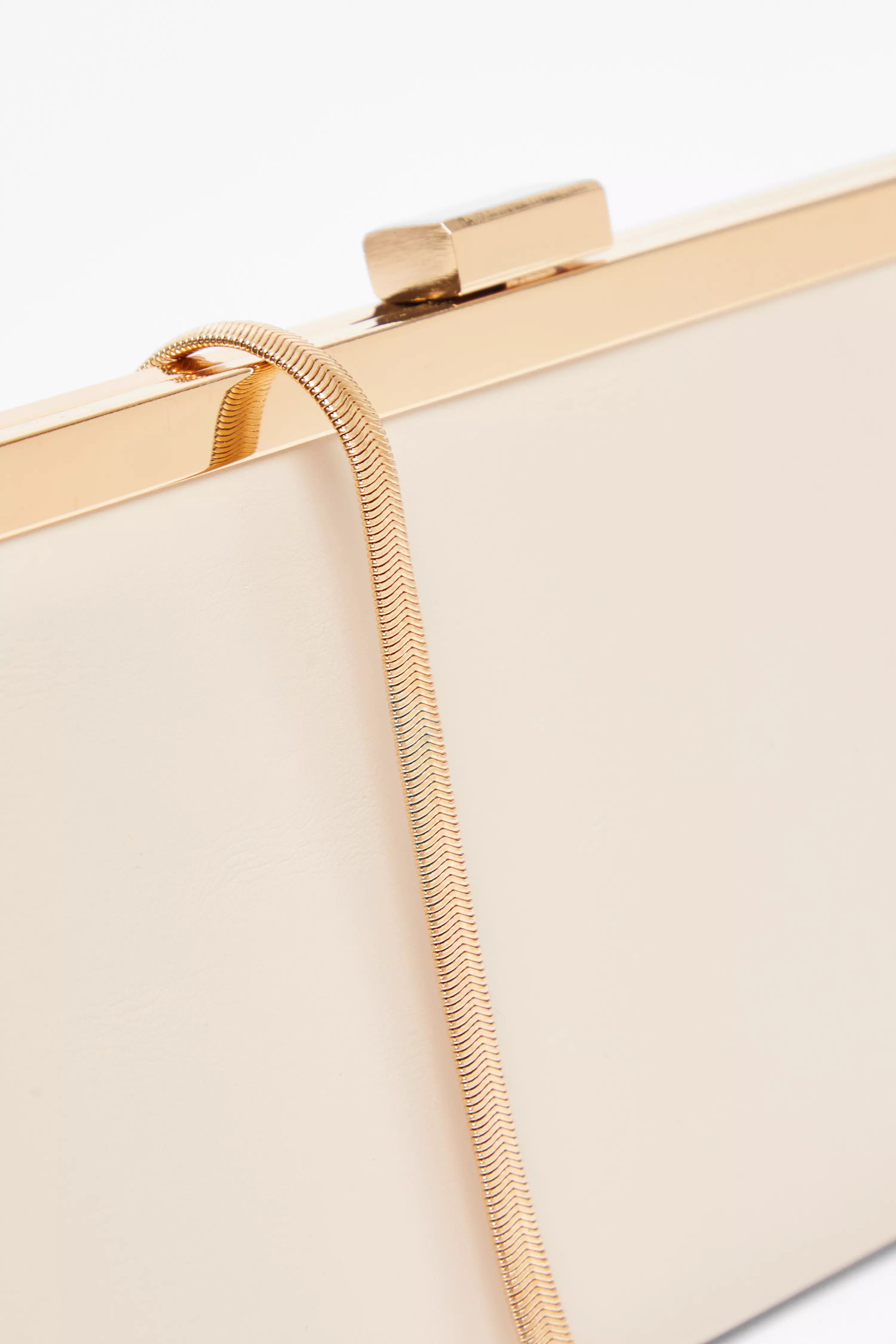 Nude Faux Leather Patent Clutch