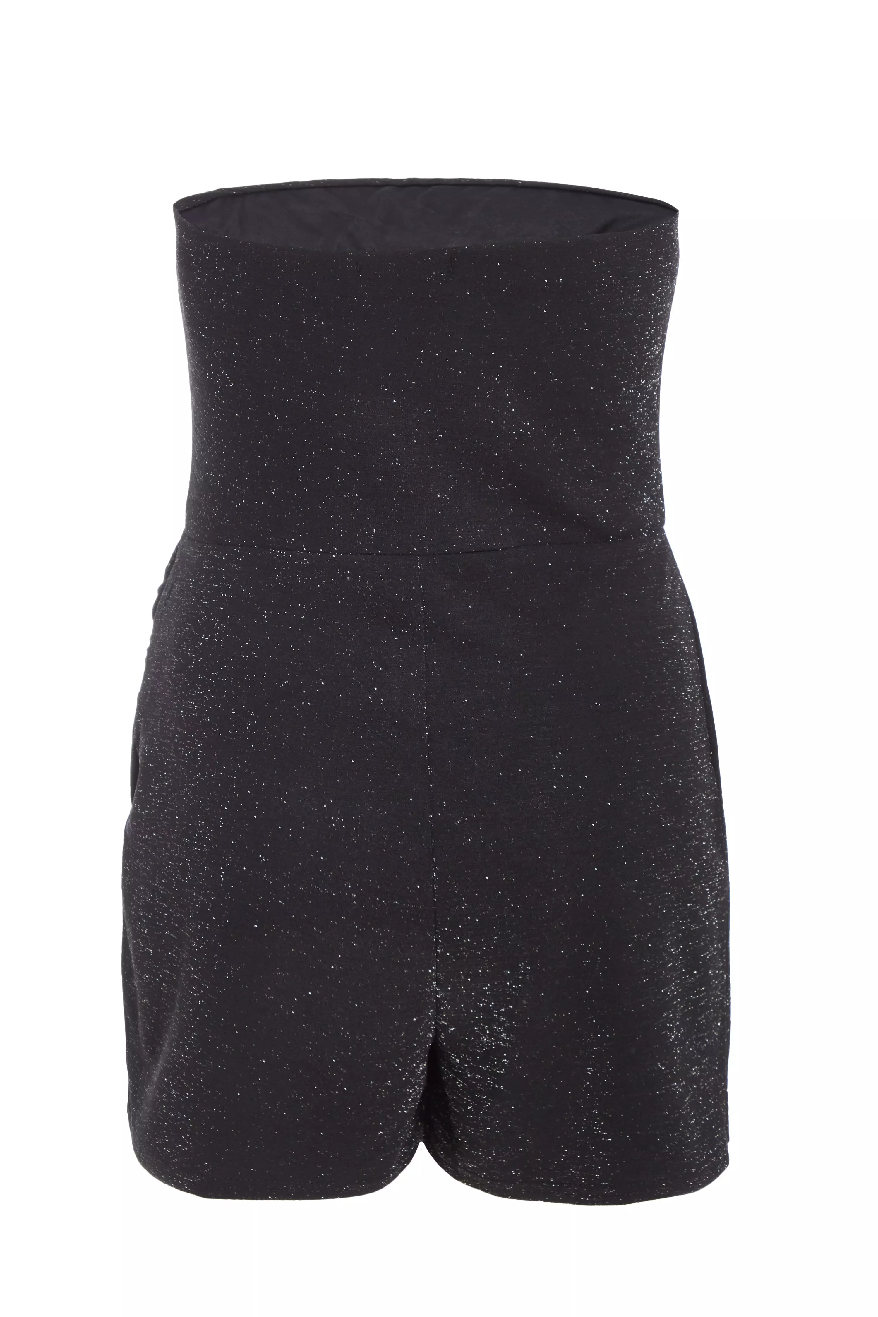 Black Bandeau Glitter Skort Playsuit