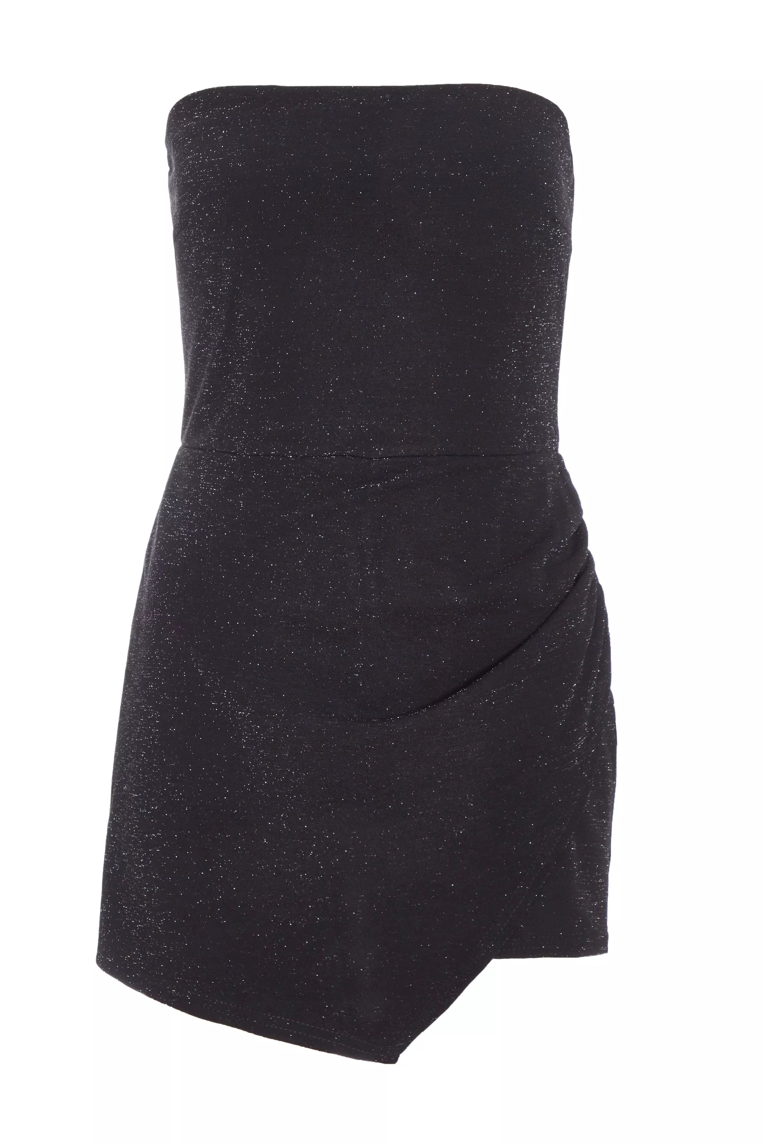 Black Bandeau Glitter Skort Playsuit