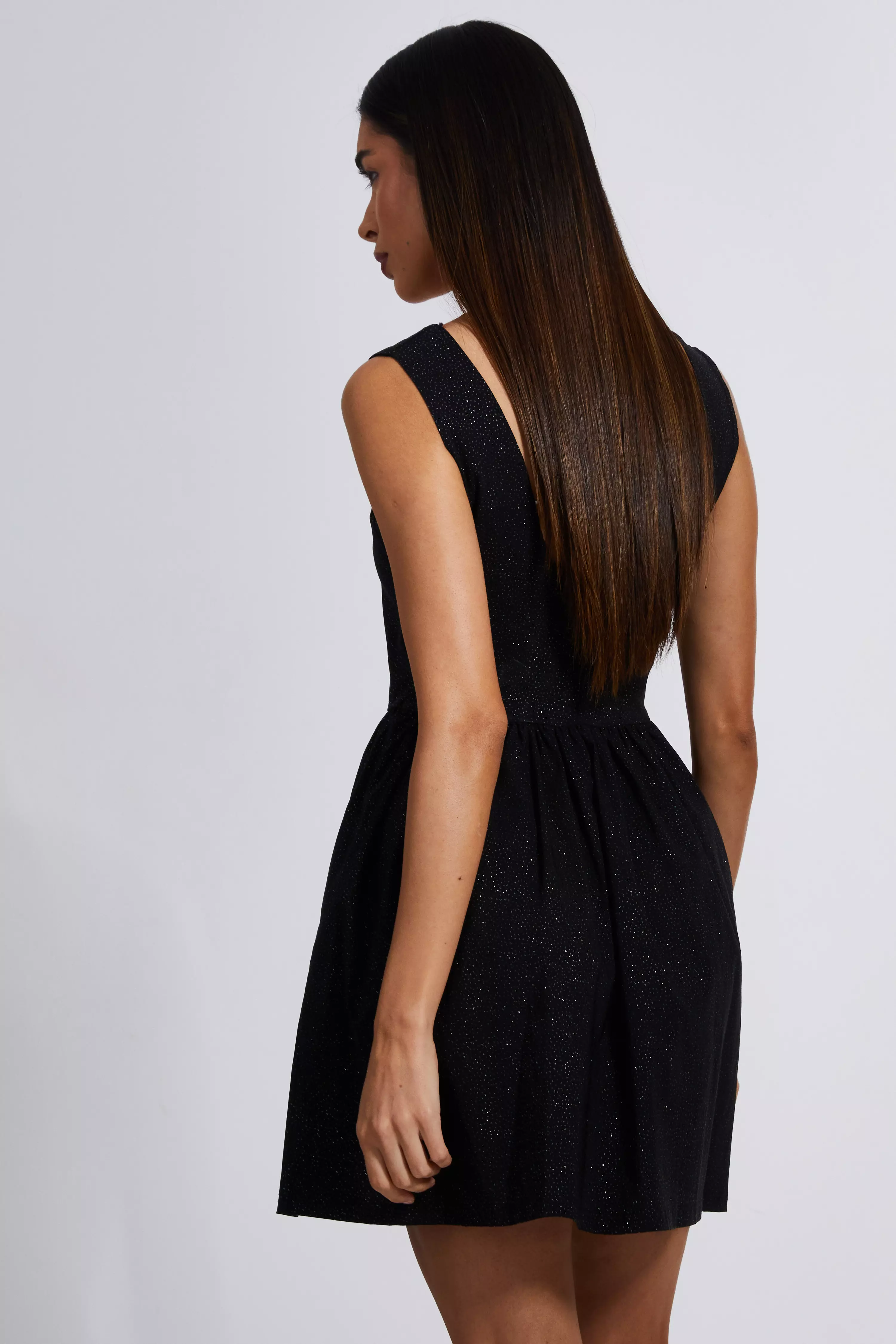 Black Glitter Skater Dress