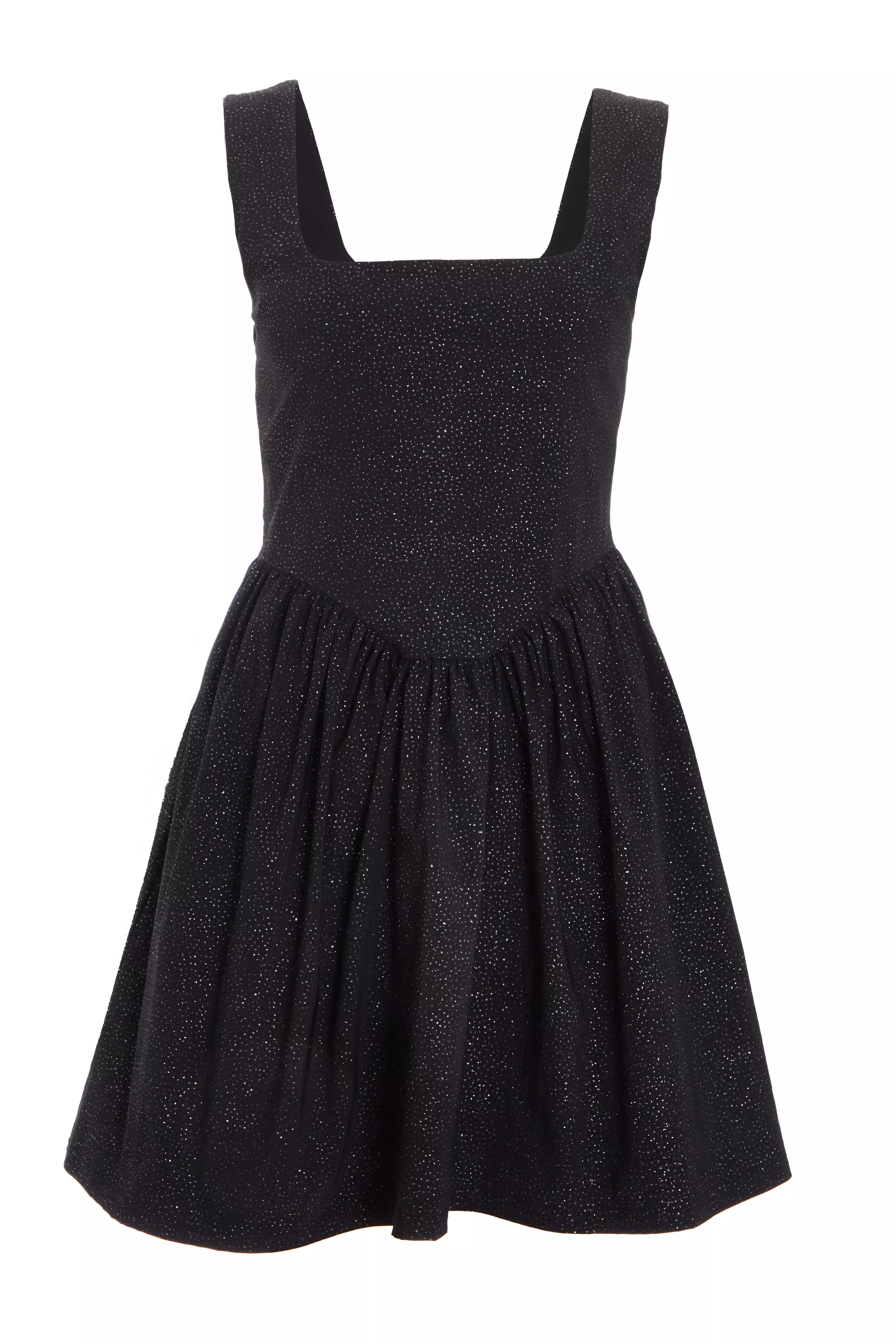 Black Glitter Skater Dress