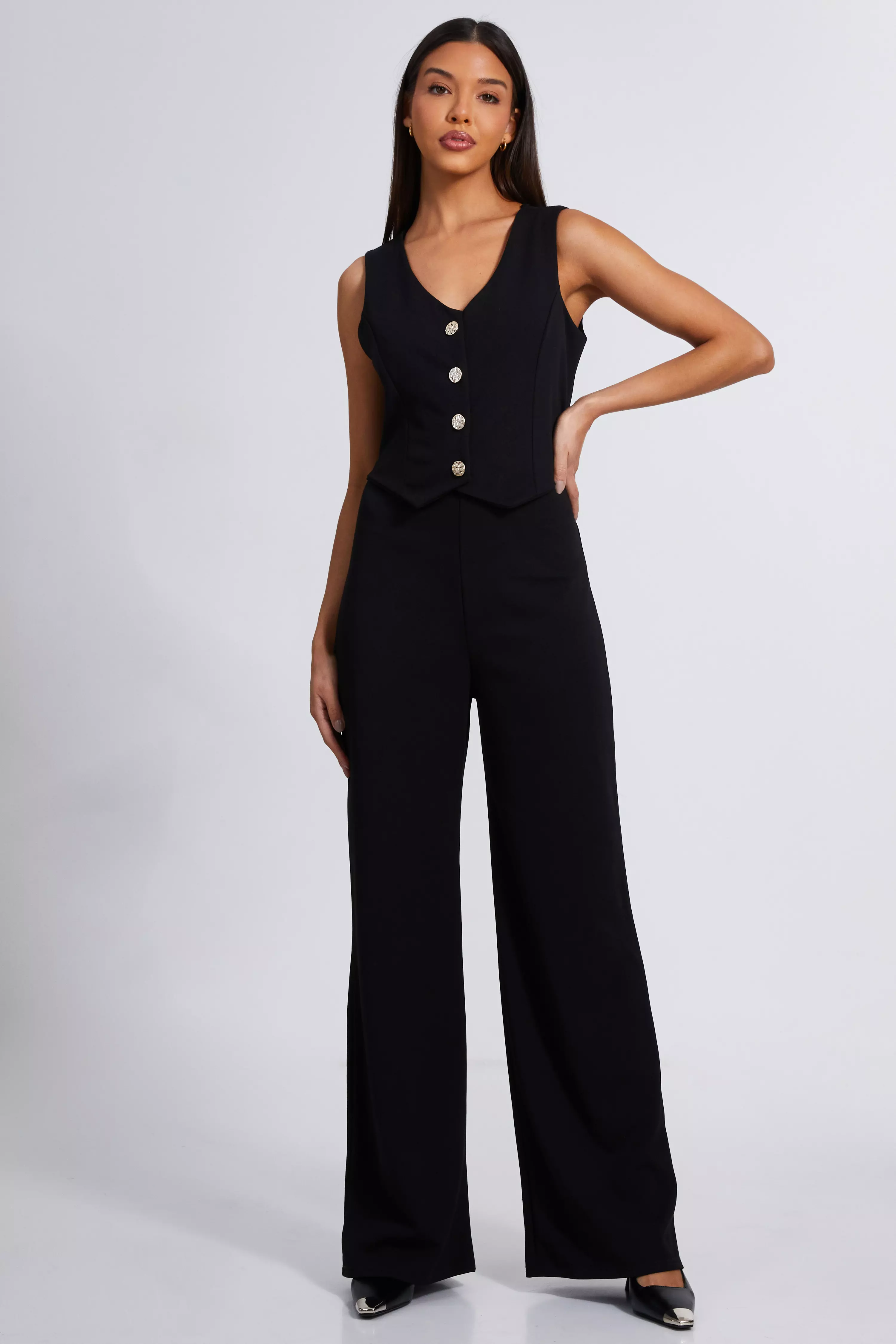 Black Waistcoat Jumpsuit