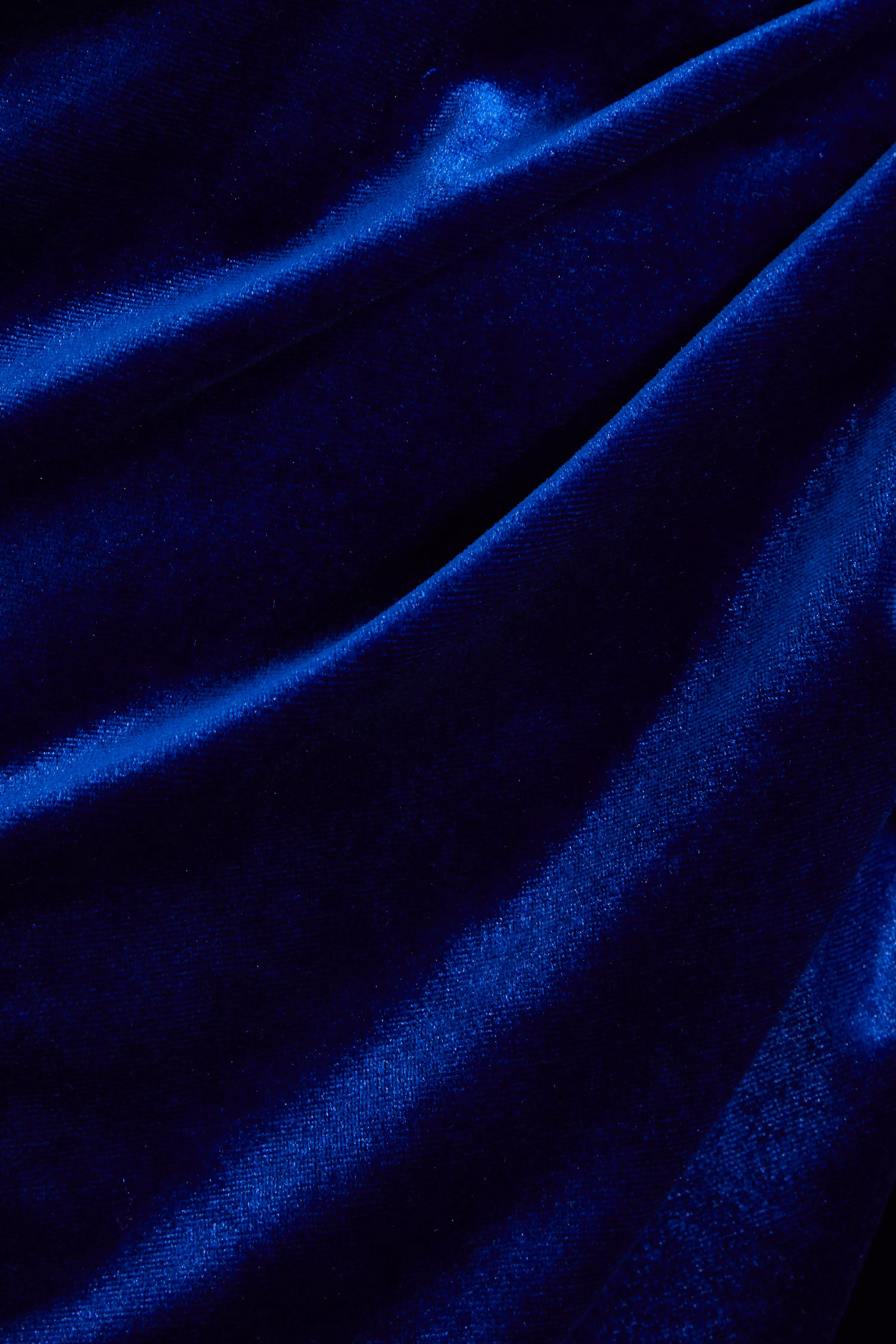 Royal Blue Velvet Ruched Midi Dress 