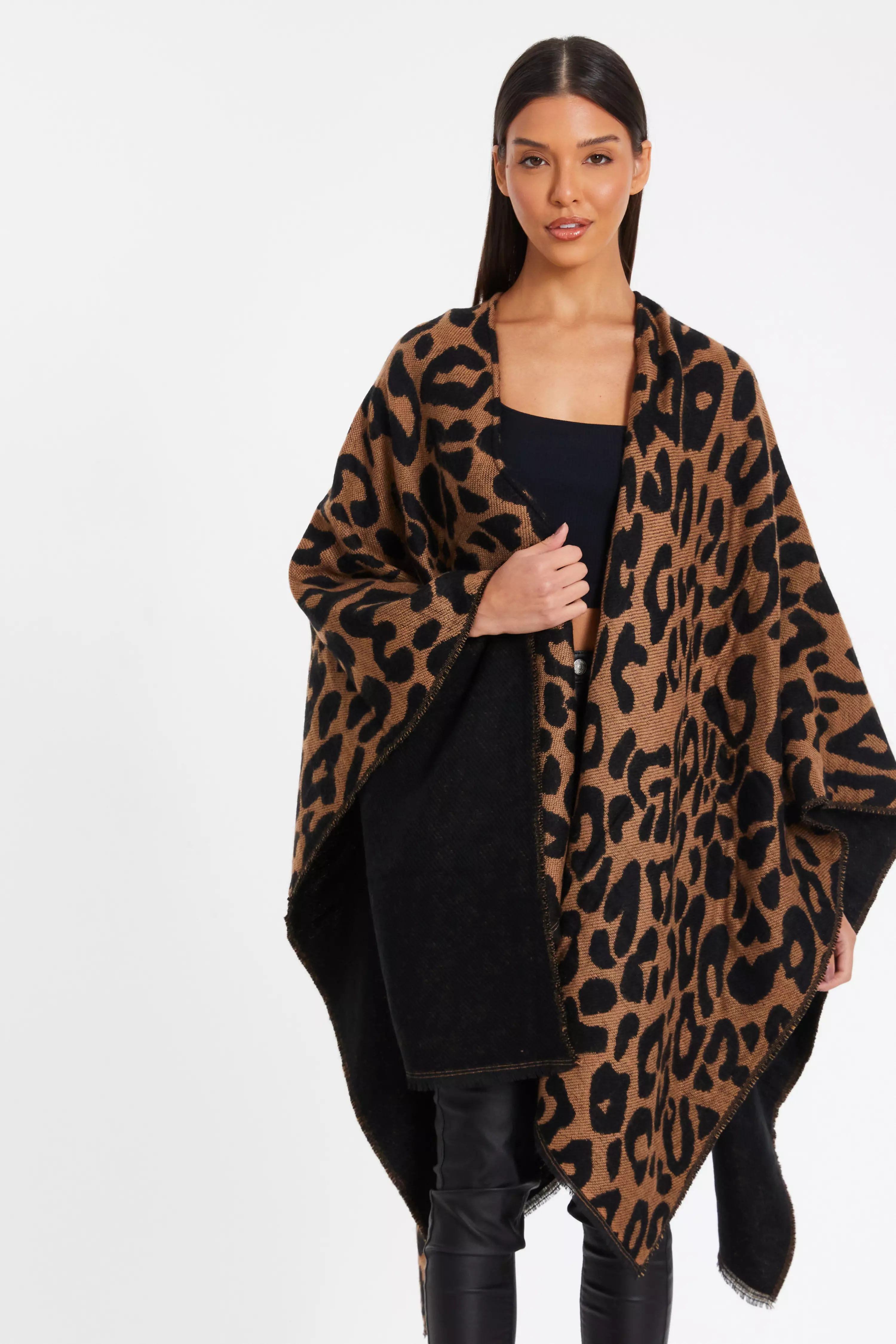 Brown Leopard Print Cape